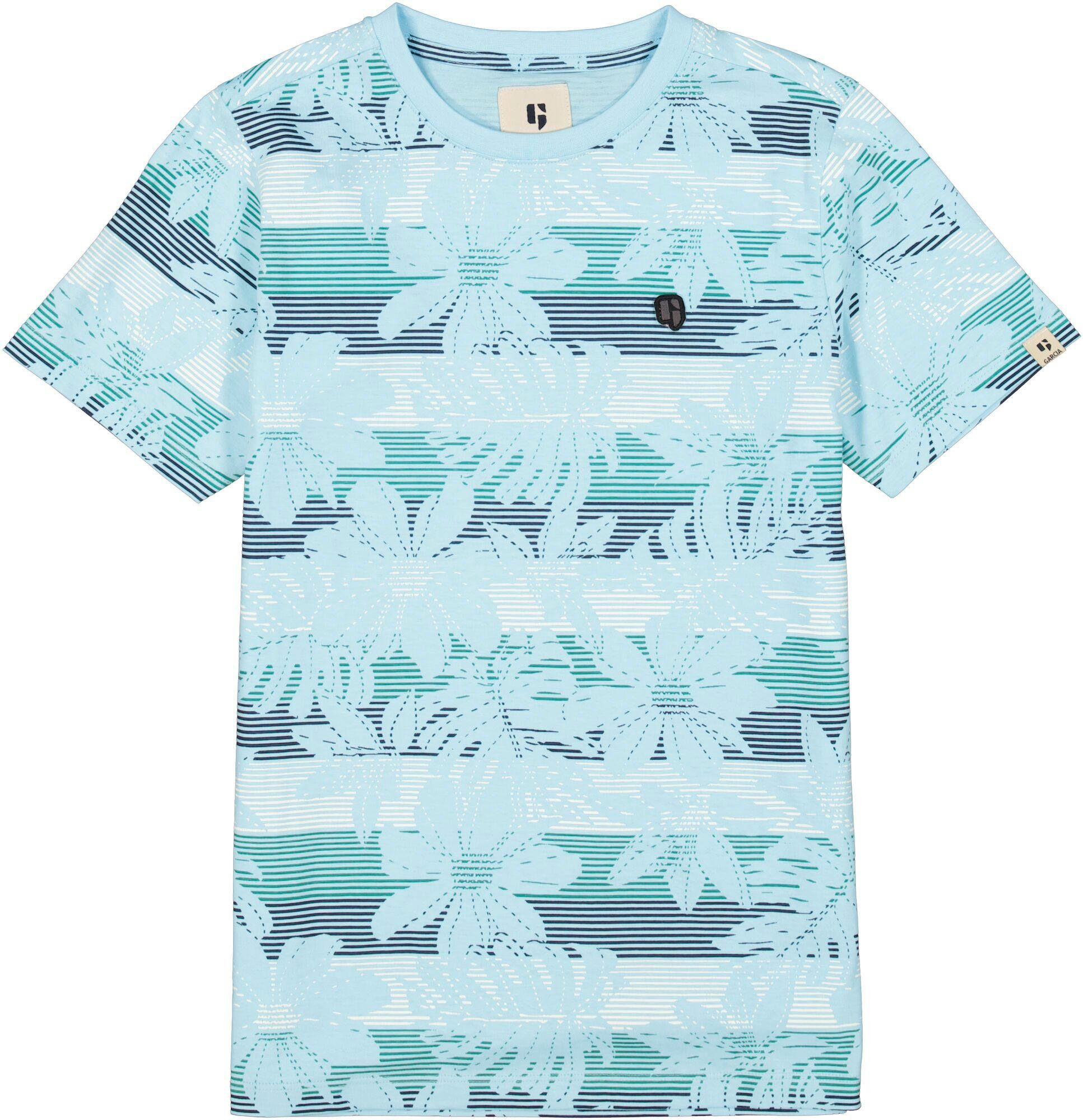 Allovermuster, T-Shirt BOYS Garcia for floralem blue mit sky