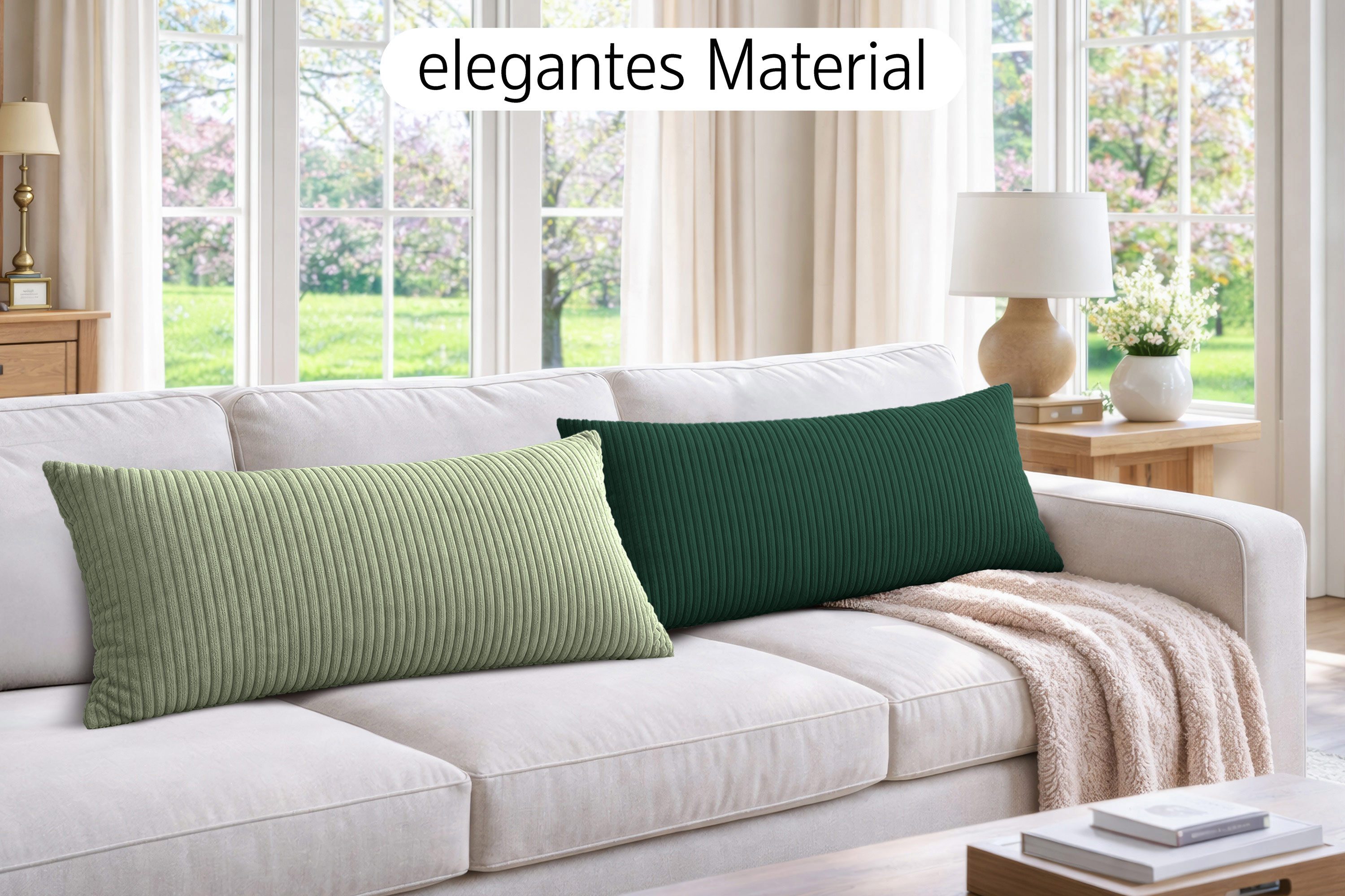 Amilian Kissenbezüge 40x80 cm 2er Set Cord-Optik Hotelverschluss - Zierkissenhülle Sofa, weich, pflegeleicht, formstabil – Bild 5 von 5