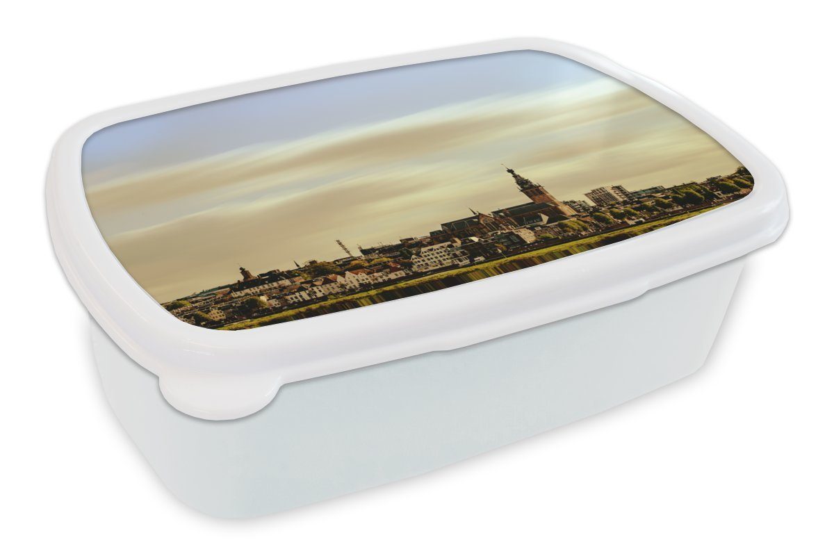 Kinder - Kunststoff, und für Skyline - Mädchen Nijmegen (2-tlg), MuchoWow für und Erwachsene, Brotdose, weiß Brotbox Jungs Lunchbox Niederlande,