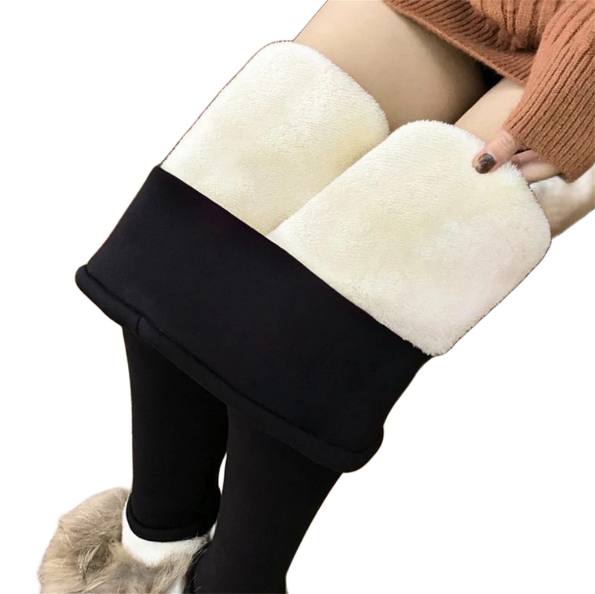 carefully selected Stretch-Hose Damen-Leggings aus Kaschmir-Stretch-Shaping-Fleece mit hoher Taille Schwarz