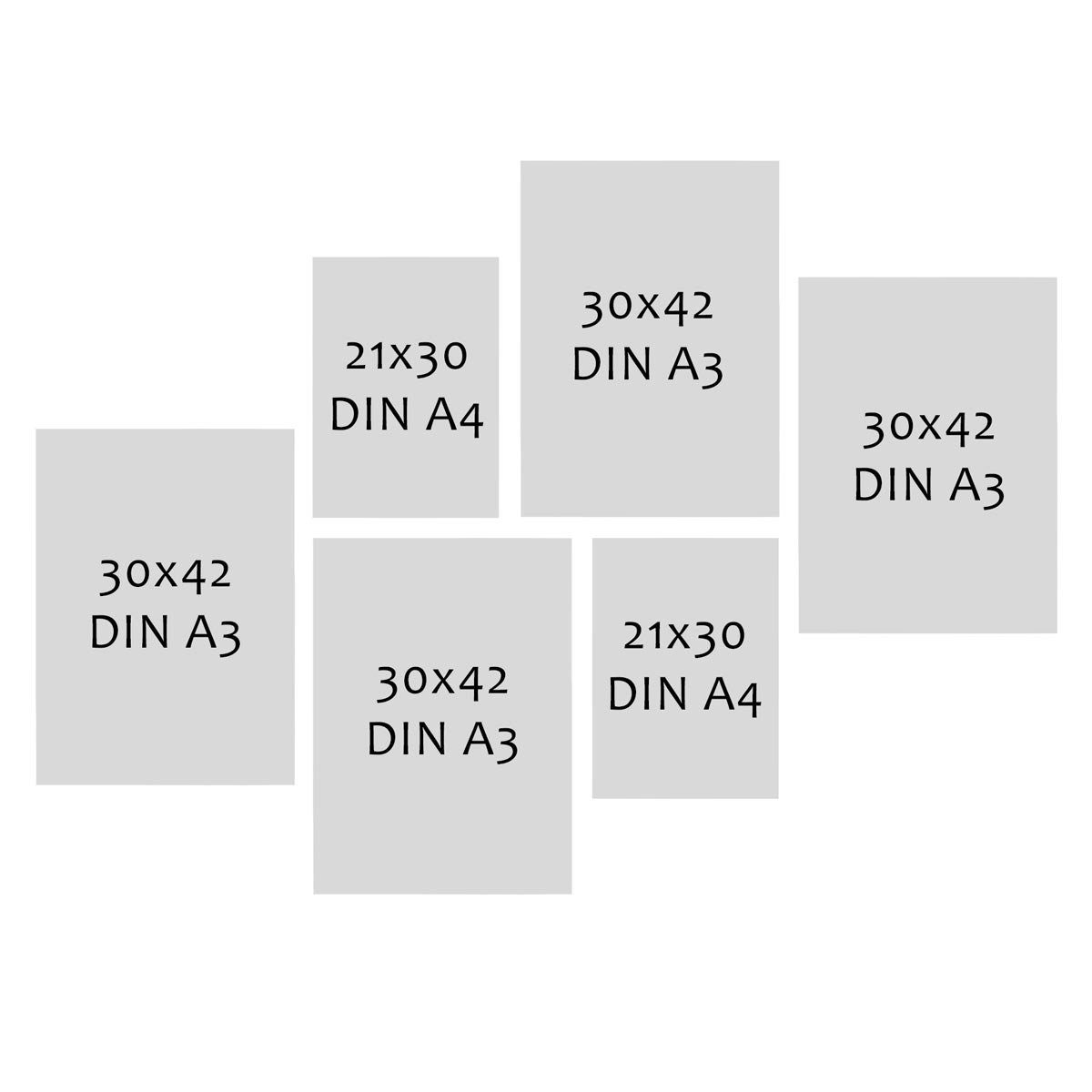 dunkel Eiche cm 6er und cm Modern / 30x42 Bilderrahmen Schmal Set / PHOTOLINI A3 A4 21x30