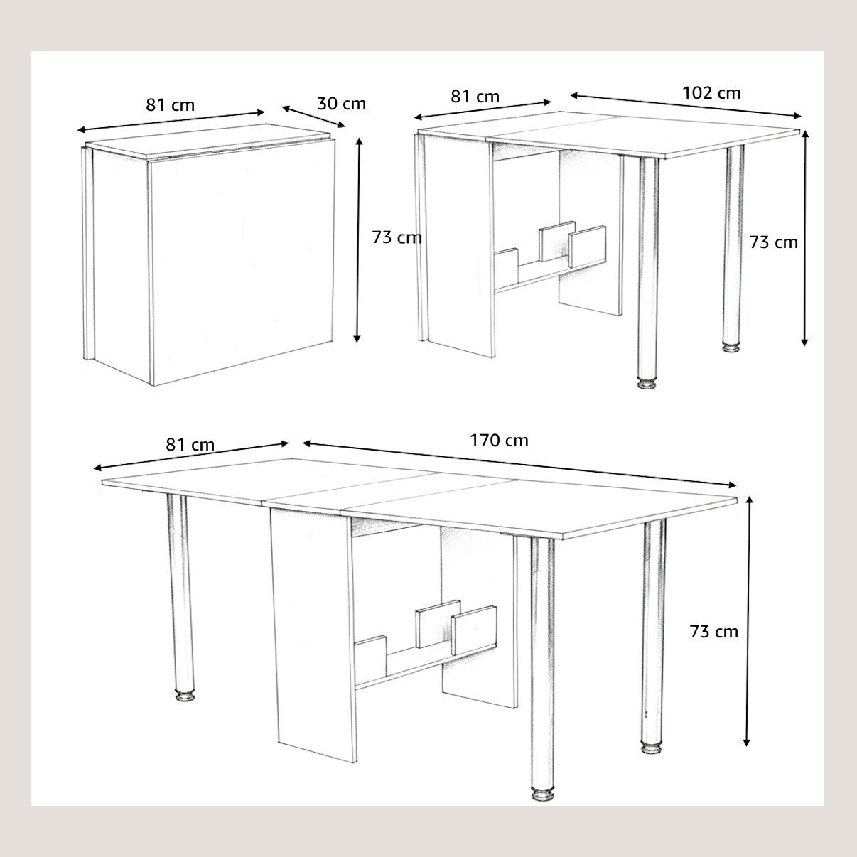 Rodnik Esstisch Amelie, klappbar, stabil & platzsparend, praktische abschra günstig online kaufen