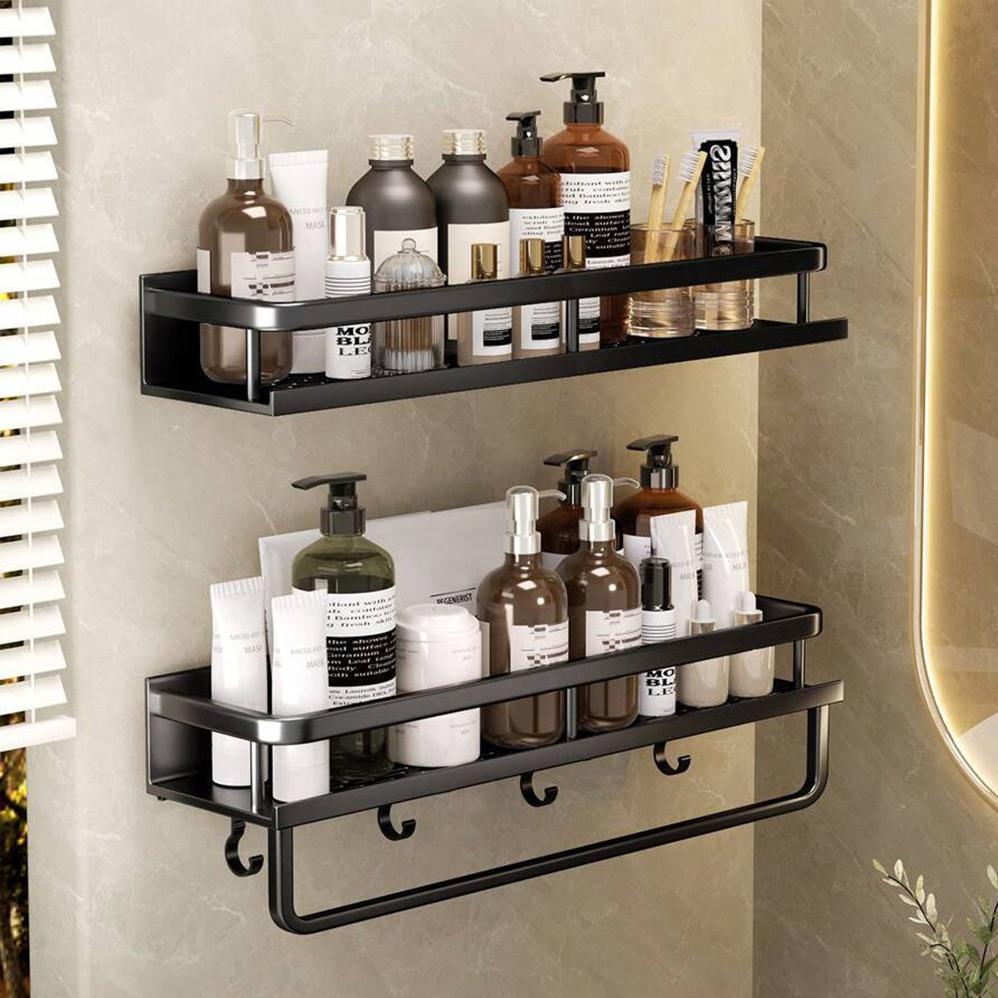 ibettertec Duschregal Duschablage ohne Bohren-2 Stück Duschkorb mit Handtuc günstig online kaufen