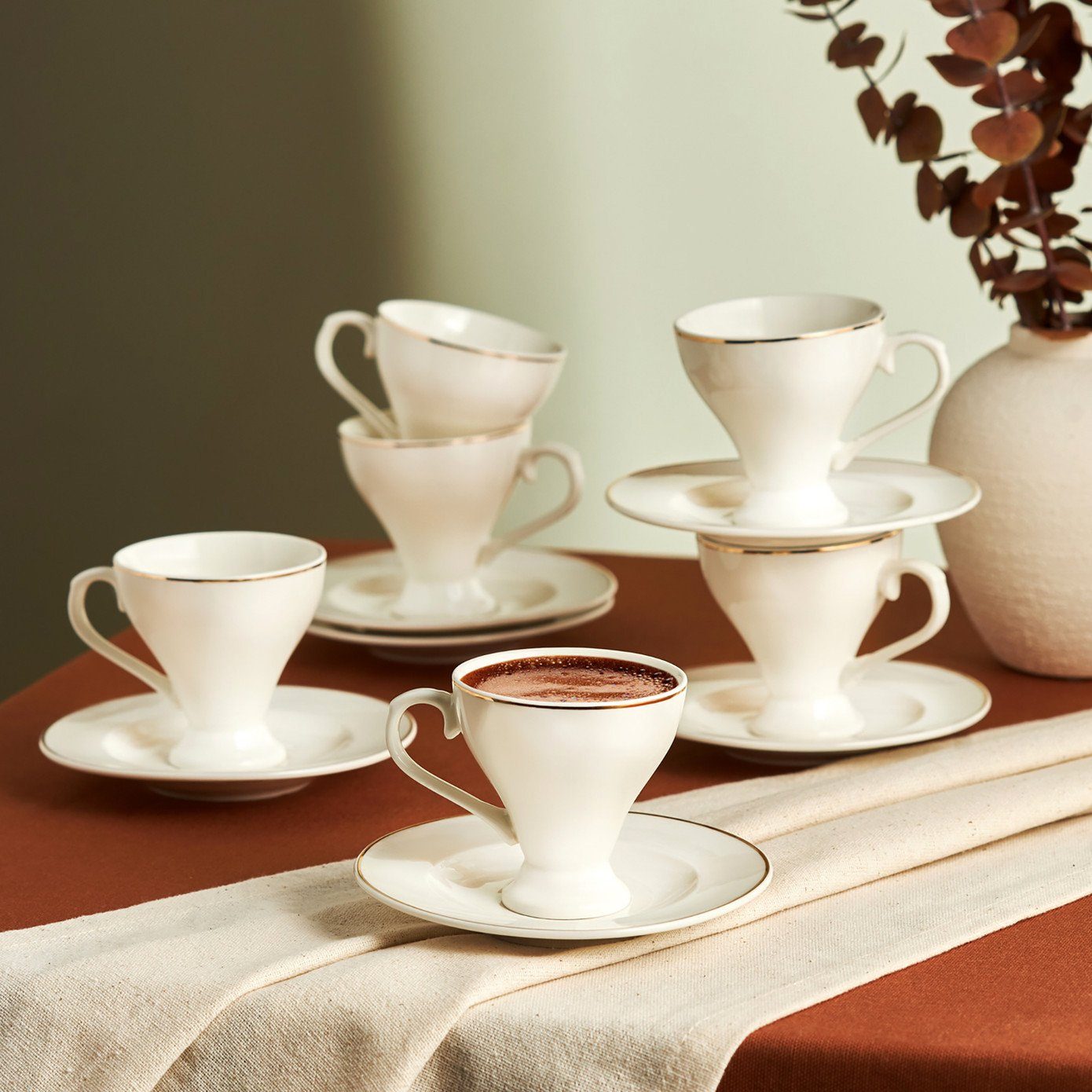 Karaca Kaffeeservice Biga 6 Personen Kaffeetassen-Set 90 ml