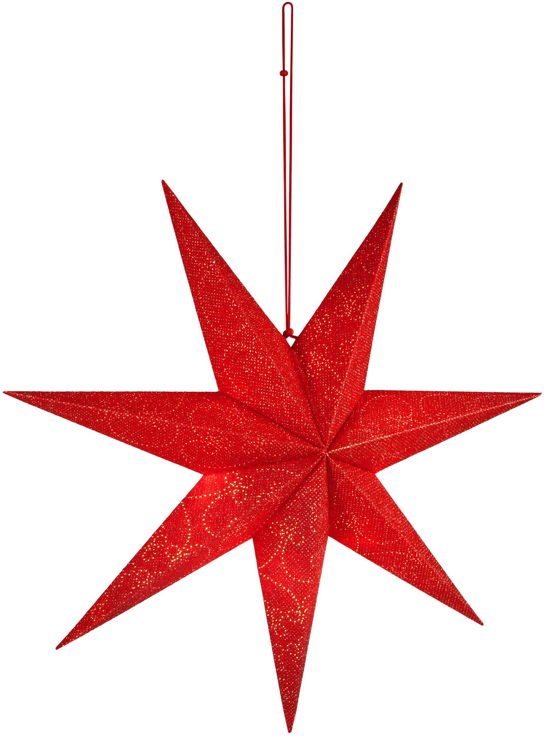 BRUBAKER LED Stern 60 cm - mit Warmweiß, Innen Hängend, Fensterdeko integriert, Rot fest Batterie LED Beleuchtbar und Weihnachten, zum für LED Aufhängen Weihnachtsdeko Weihnachtsstern für für Adventsstern Leuchtstern
