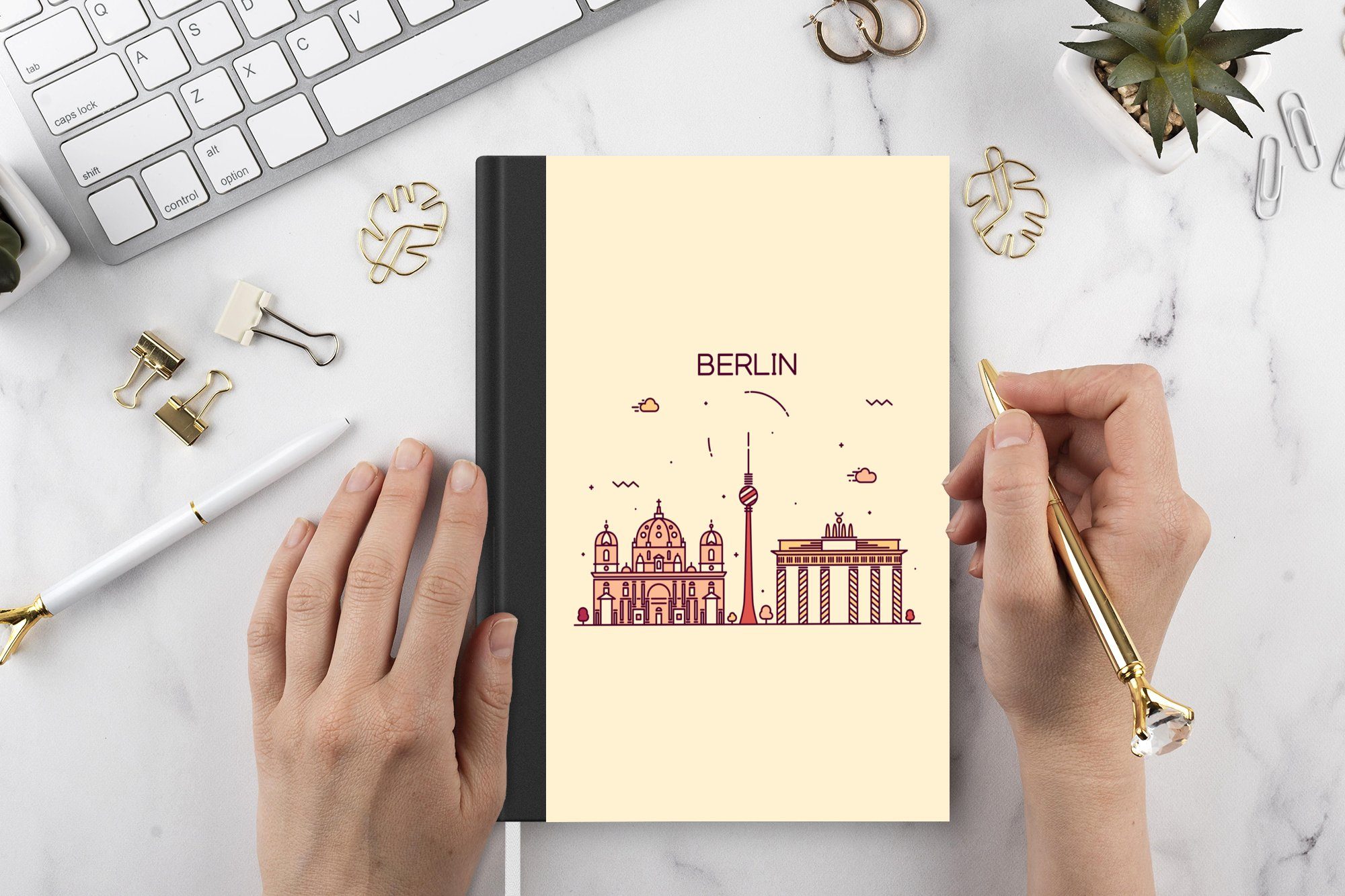 Deutschland Tagebuch, Notizheft, 98 - Notizbuch Seiten, MuchoWow - Merkzettel, Haushaltsbuch Berlin Skyline, A5, Journal,