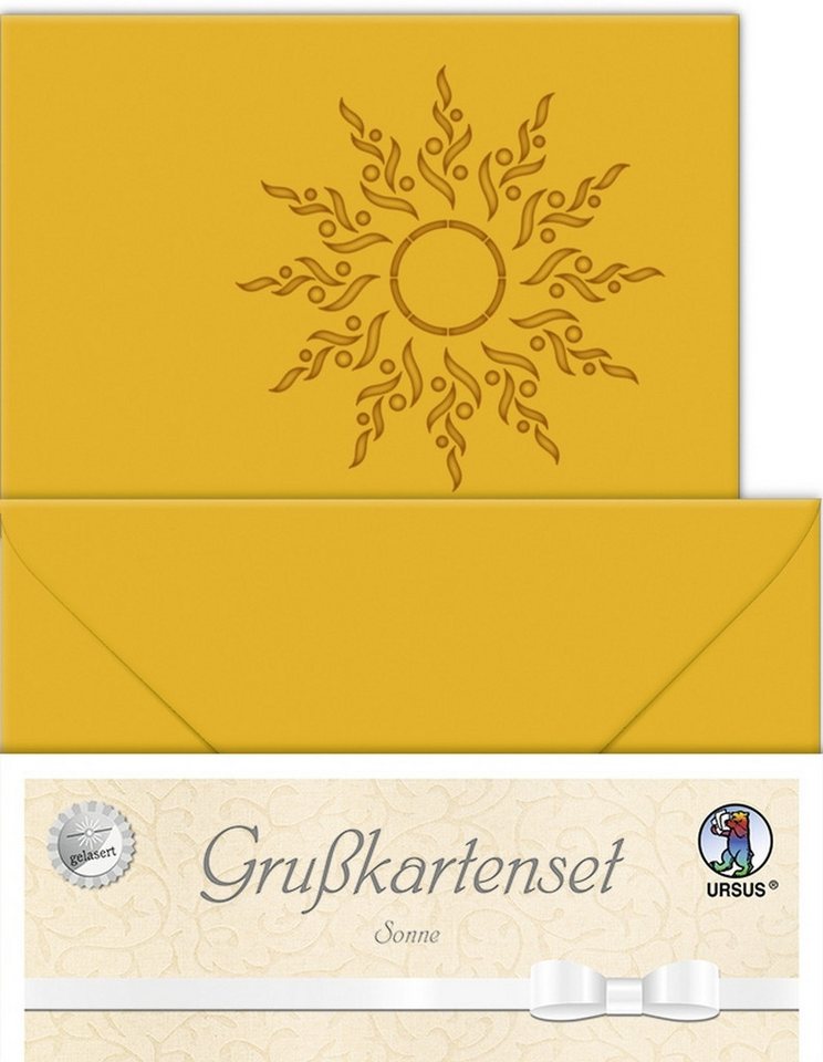 Thumbnail - Ursus - Ludwig Bähr Designpapier Doppelkarte A6 gelasert + Kuvert VE=5 Sets Sonne sonnengelb