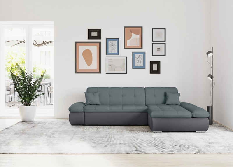 DOMO collection Ecksofa Moric Schlafsofa B/T/H 300/172/80 cm, viele Bezugsarten, auch in Cord, XXL-Format, wahlweise auch mit Bettfunktion und Armverstellung