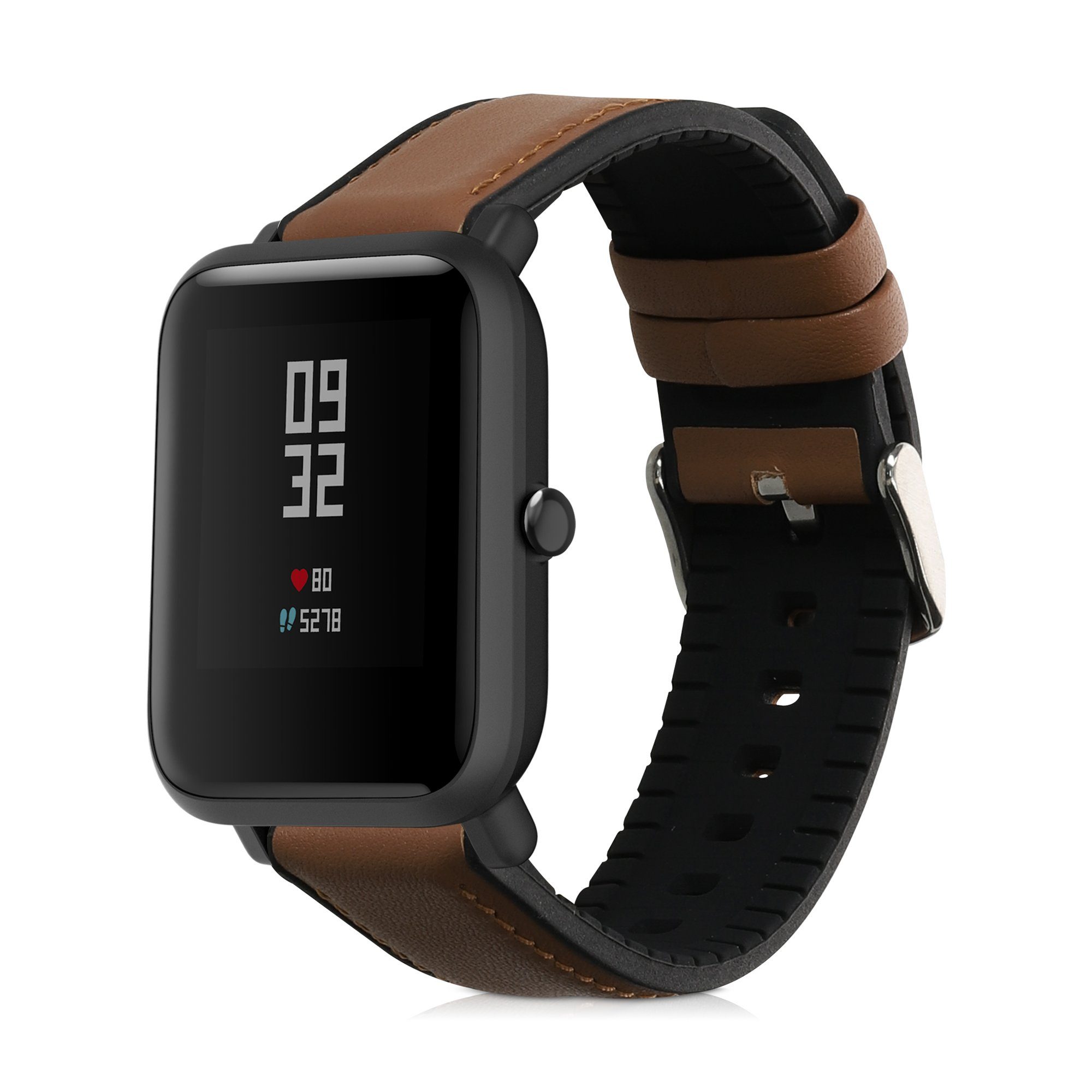 kwmobile Uhrenarmband Sportarmband für Huami Amazfit Bip S / Bip S Lite, Leder Fitnesstracker Ersatzarmband Uhrenverschluss