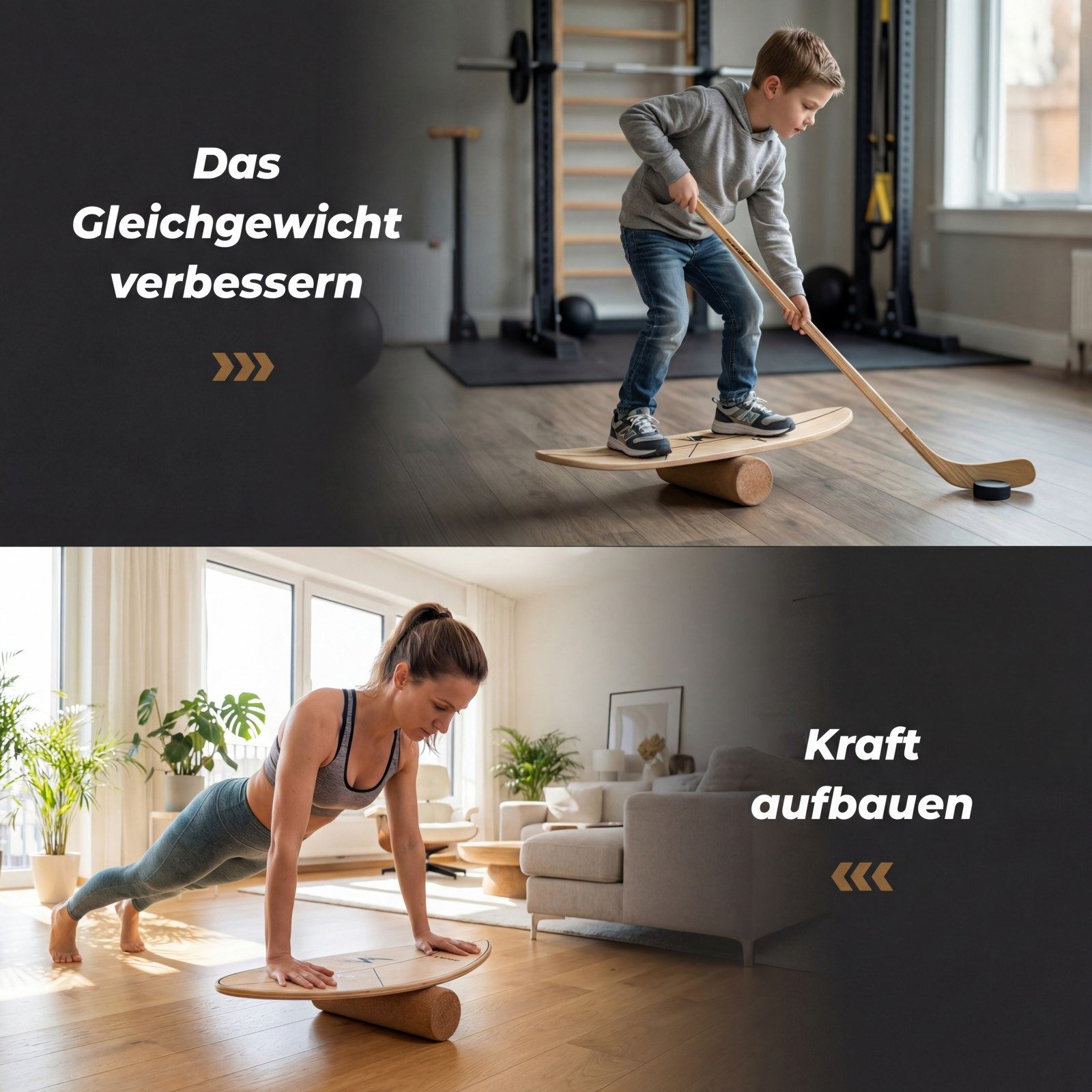 COSTWAY Balanceboard, Wackelbrett in Blattform mit Korkrolle, 100 kg Belastbar