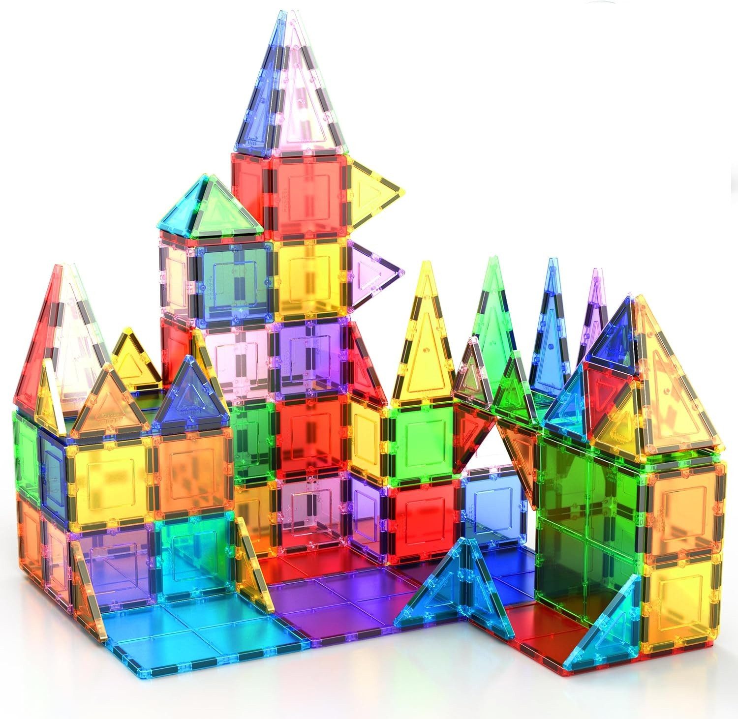Athlix 100 Магнитные блоки Kinder durchsichtige magnetische 3D-Blöcke Magnetspielbausteine, (100 St), Unbegrenzte Bauoptionen, 2D & 3D, Fördert Kreativität