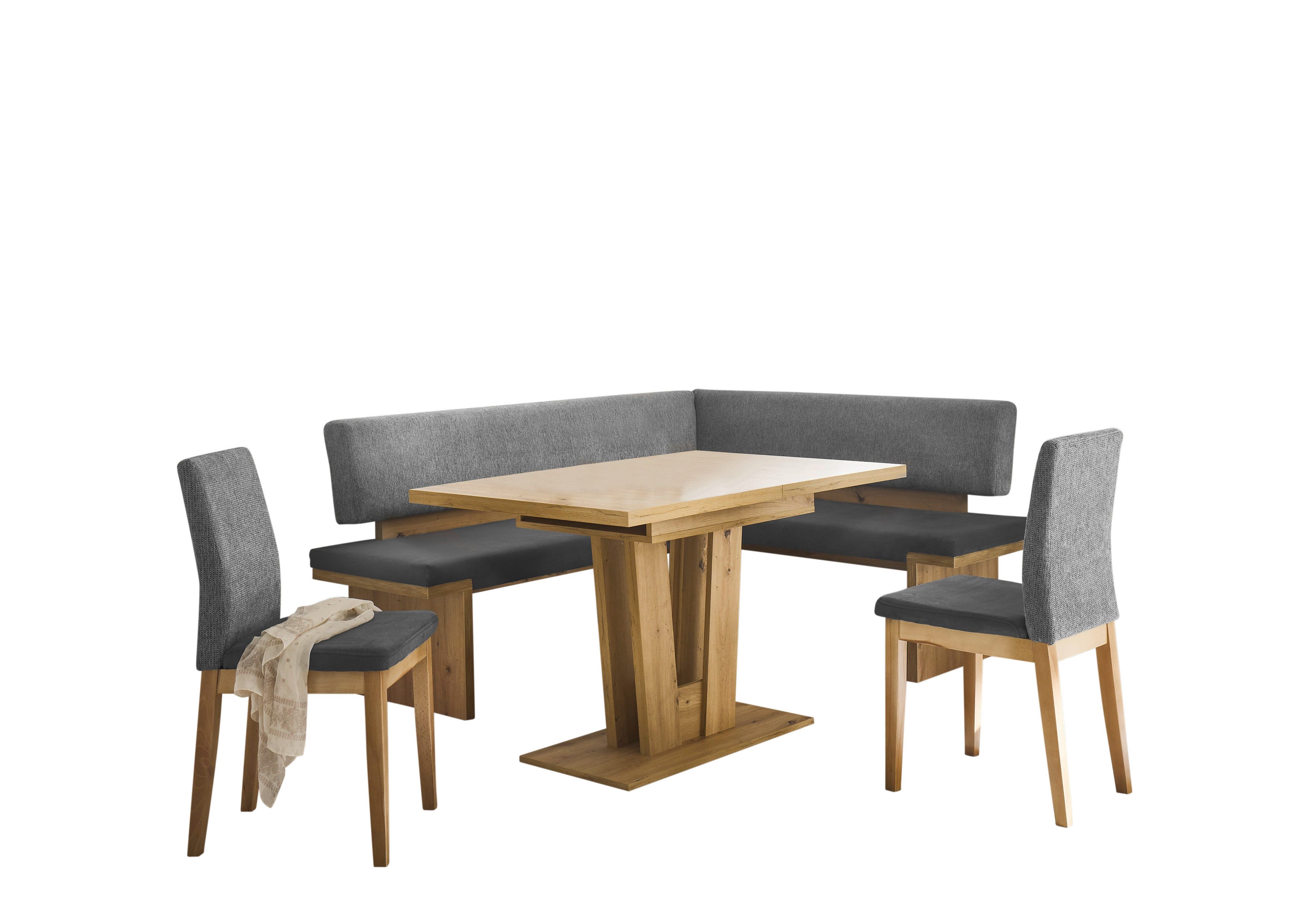 Stolebaenk Eckbankgruppe Manduria VAVEFA Links Artisan 197, (Eckbank Set, 1x Eckbank, 1x Tisch, 2x Stuhl), Rücken der Eckbank echt bezogen