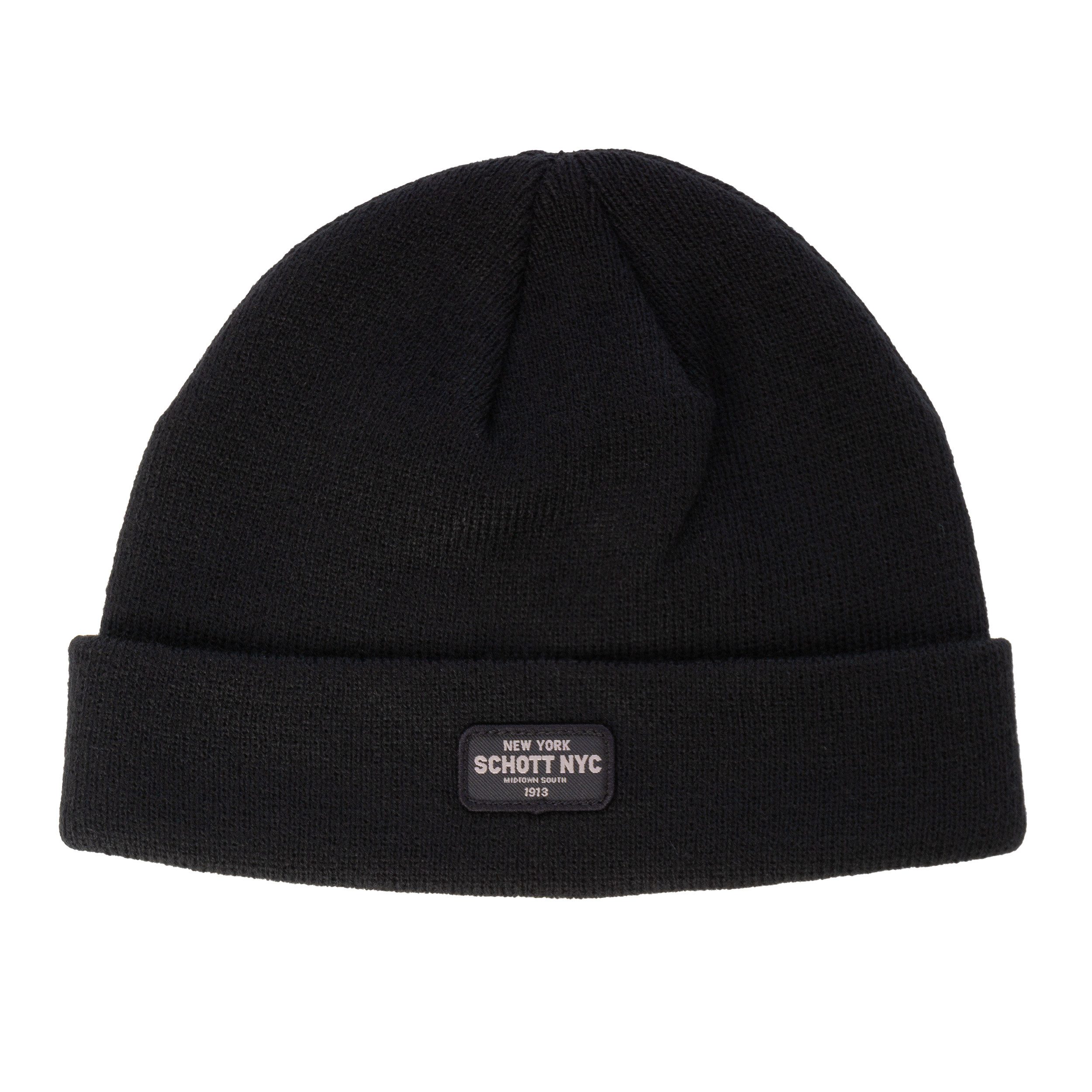 Schott NYC Strickmütze Mütze Schott NYC Hatdocker doppelt gelegter Umschlag