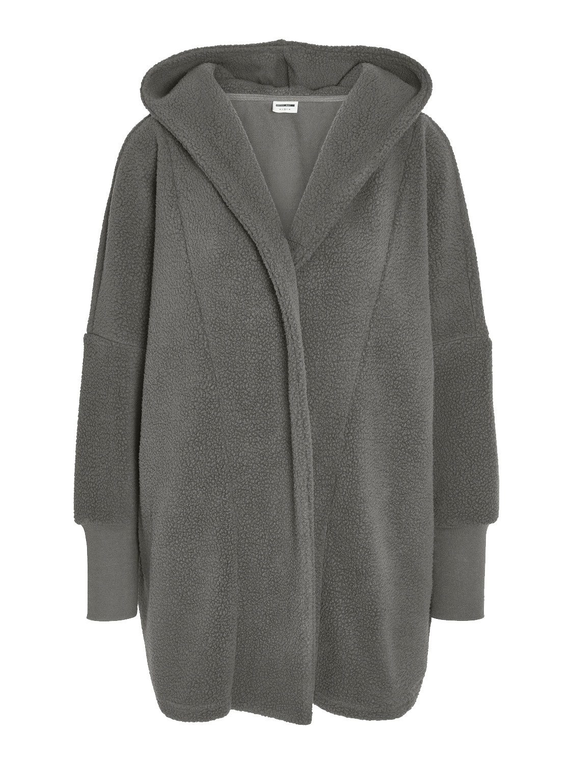 Noisy may Cardigan Teddyfleece Kapuze lockerer Schnitt offene Kanten (1-tlg) NMCOZY L/S LONG SHACKET W HOOD JRS NOOS