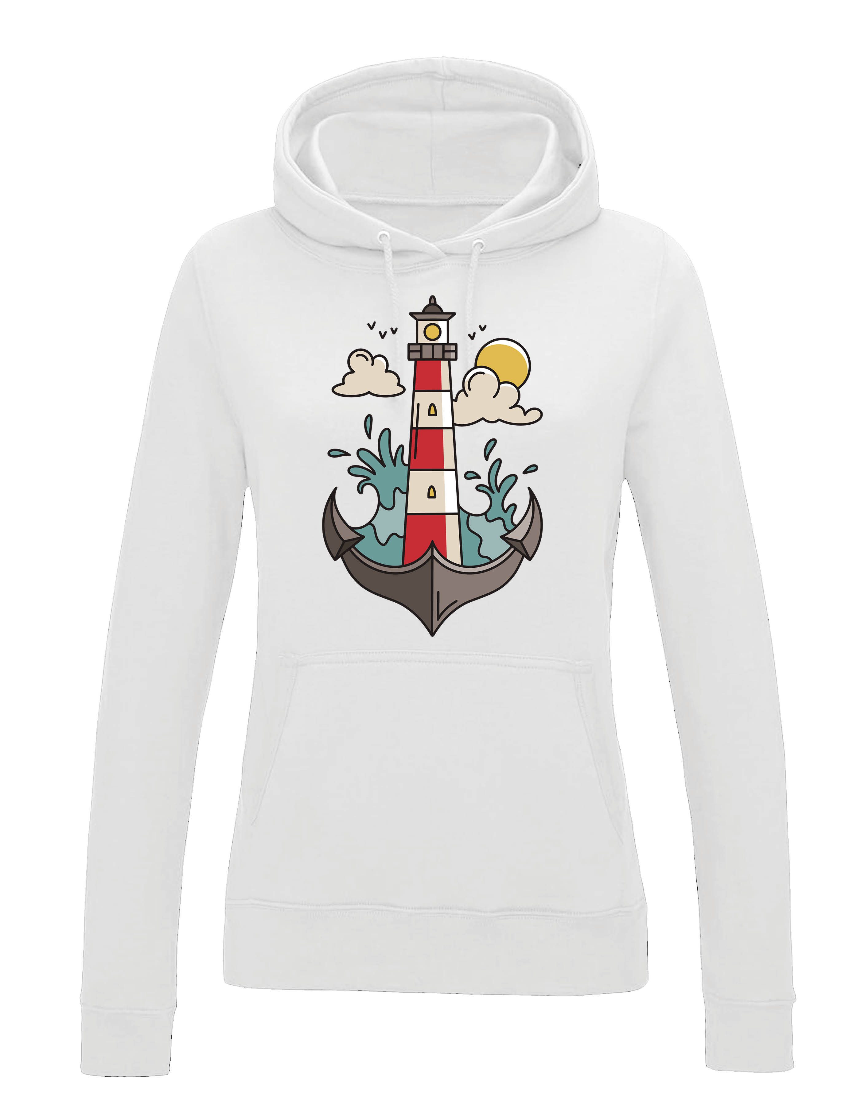 Kapuzenpullover Damen Hoodie Pullover "Anker Leuchtturm" lustig Statement Geschenk