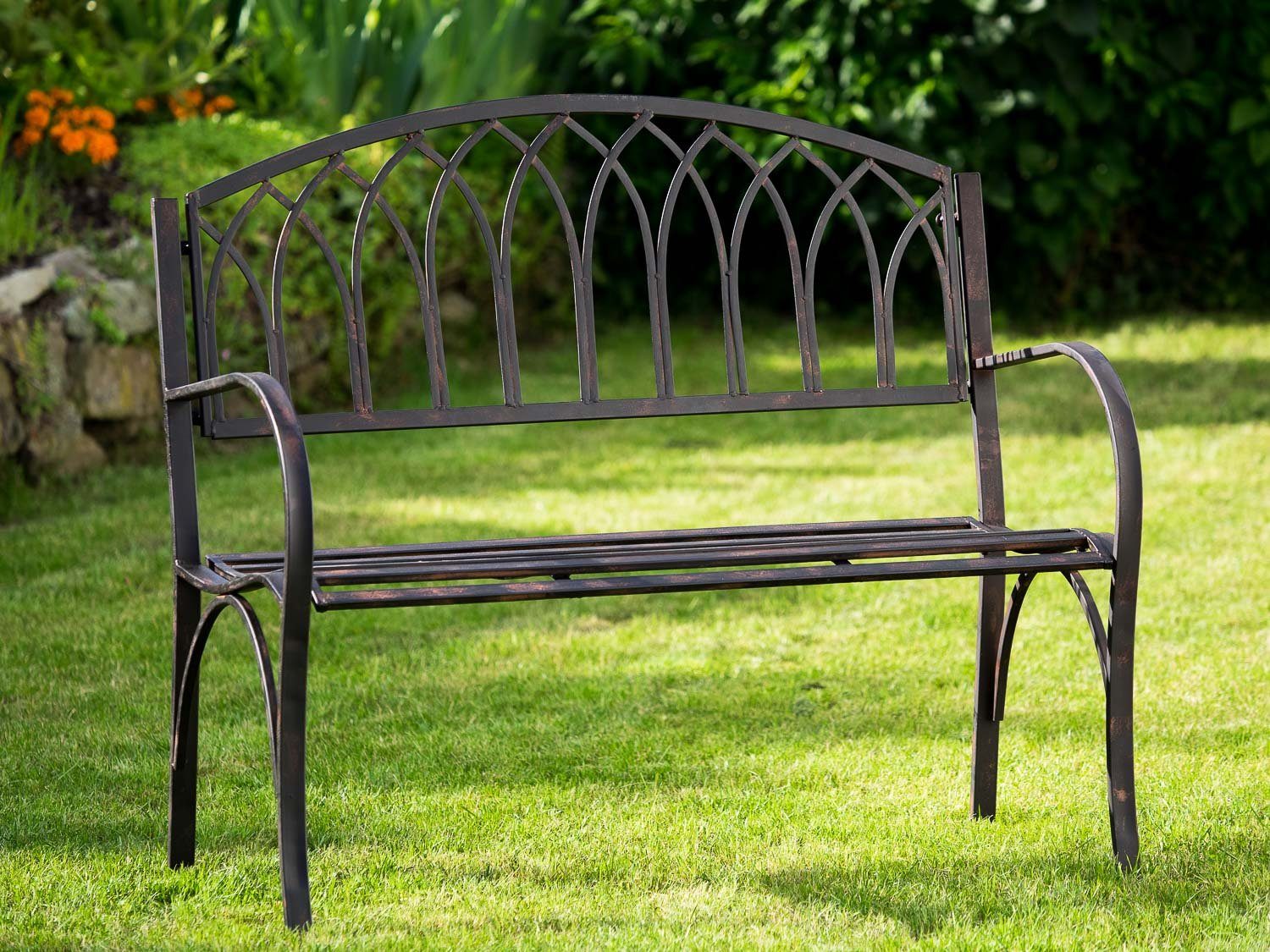 Aubaho Gartenbank »Nostalgie Gartenbank Metall Eisen Antik-Stil braun  Gartenmöbel Garten Park Bank« online kaufen | OTTO