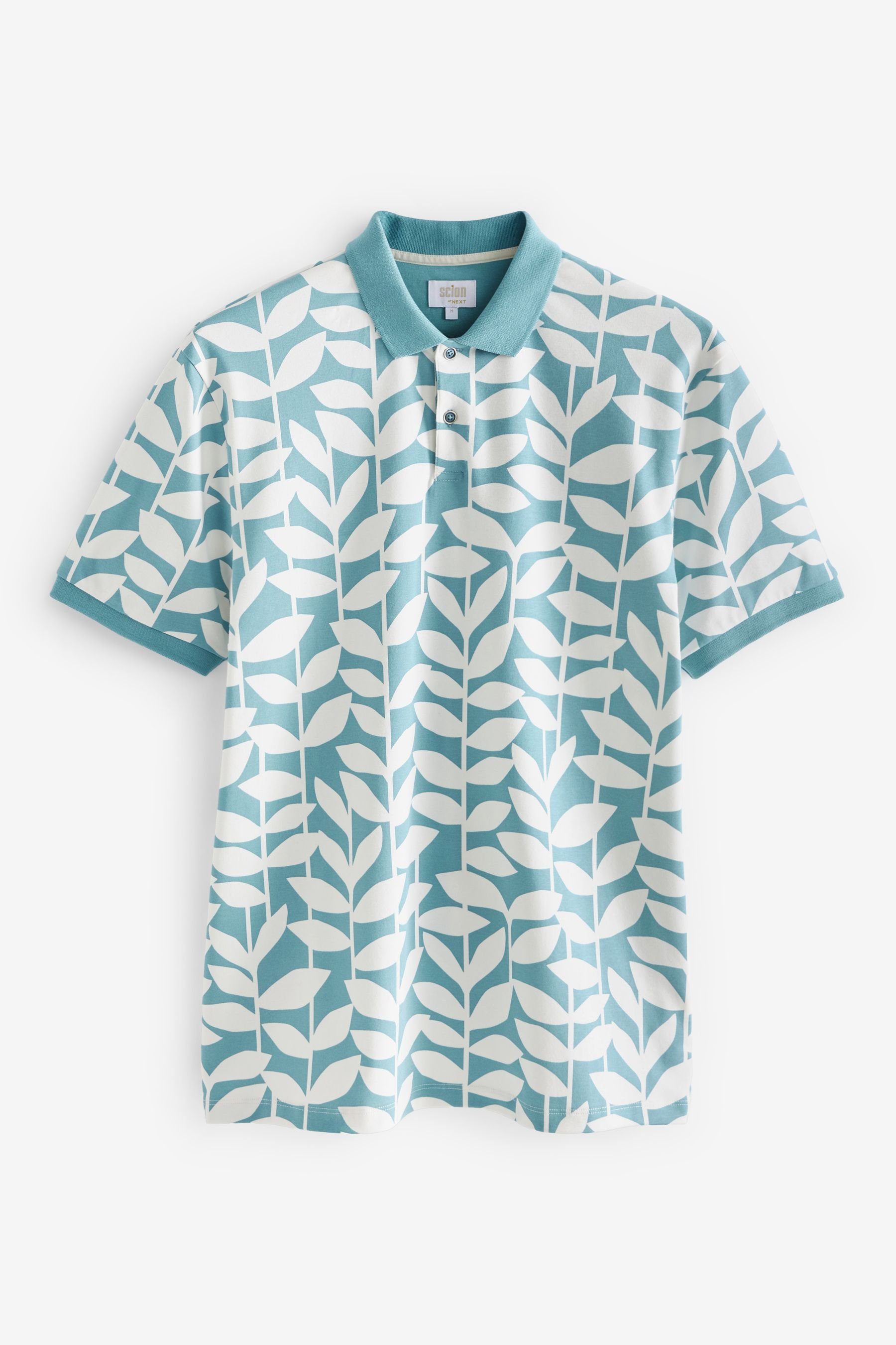 Blue Bedrucktes (1-tlg) Next Polo-Shirt Poloshirt Leaf Scion