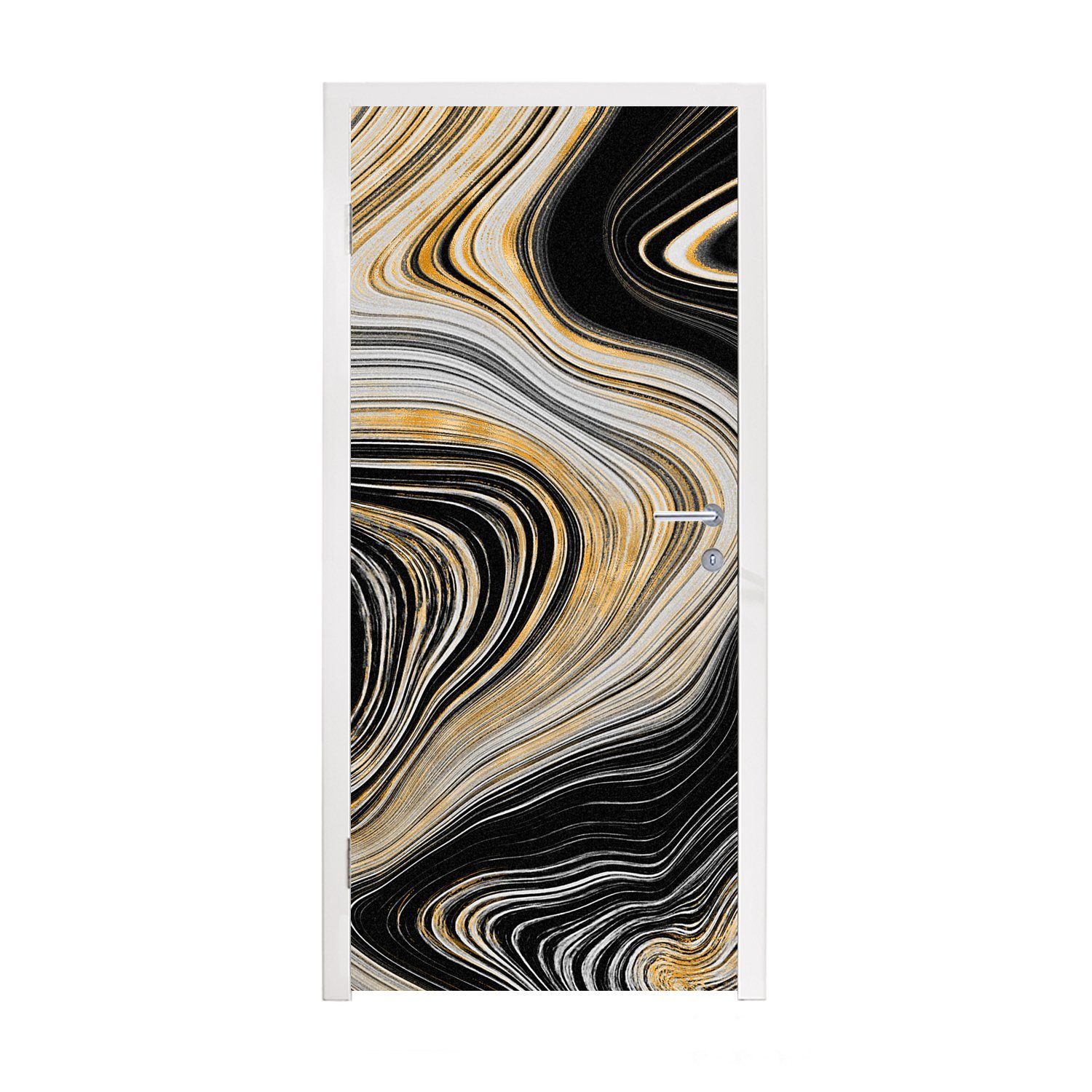 MuchoWow Türtapete Marmor - Gold - Grau, Matt, bedruckt, (1 St), Fototapete für Tür, Türaufkleber, 75x205 cm