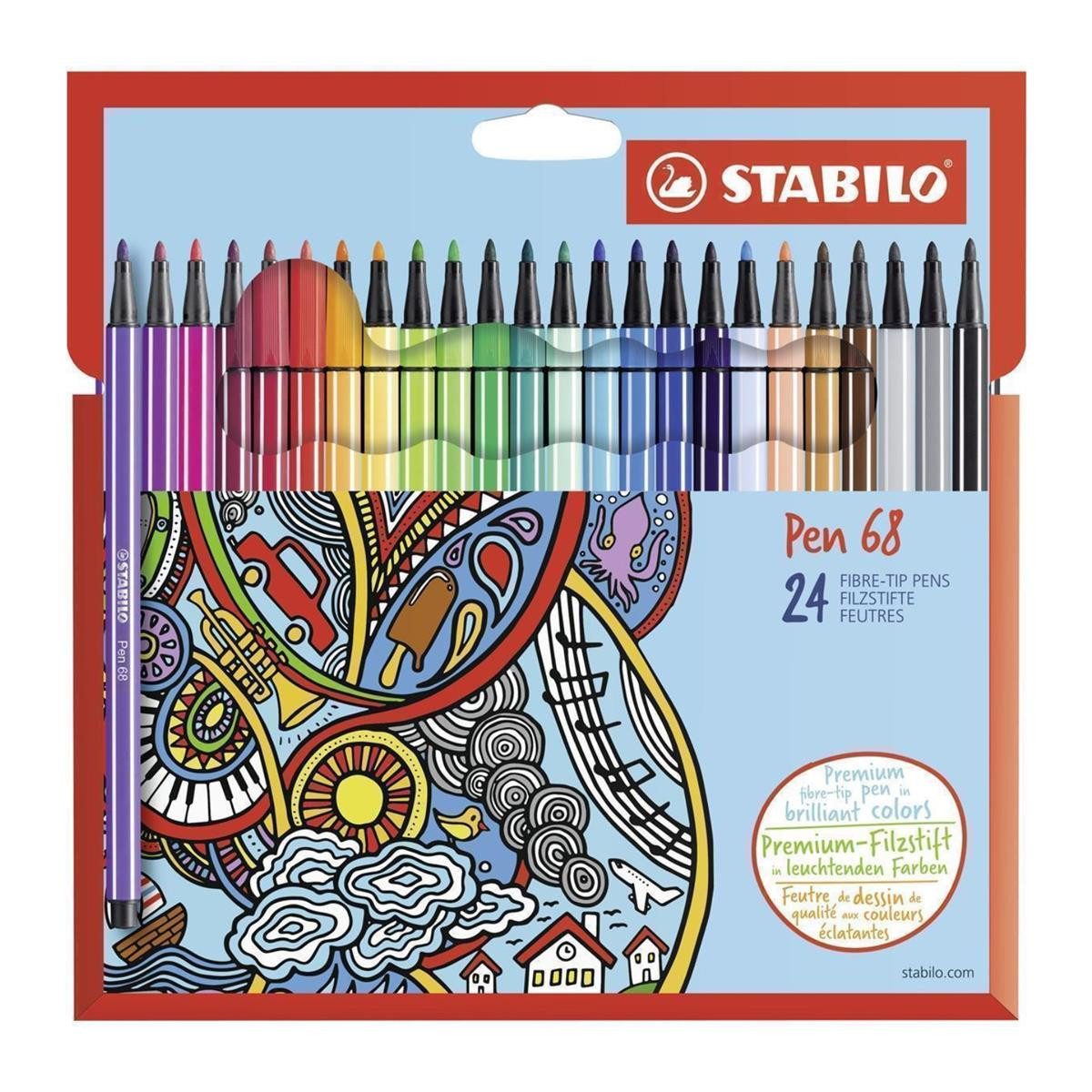 Faserstift STABILO Pen 68 Filzstift - 1 mm - 24er Set