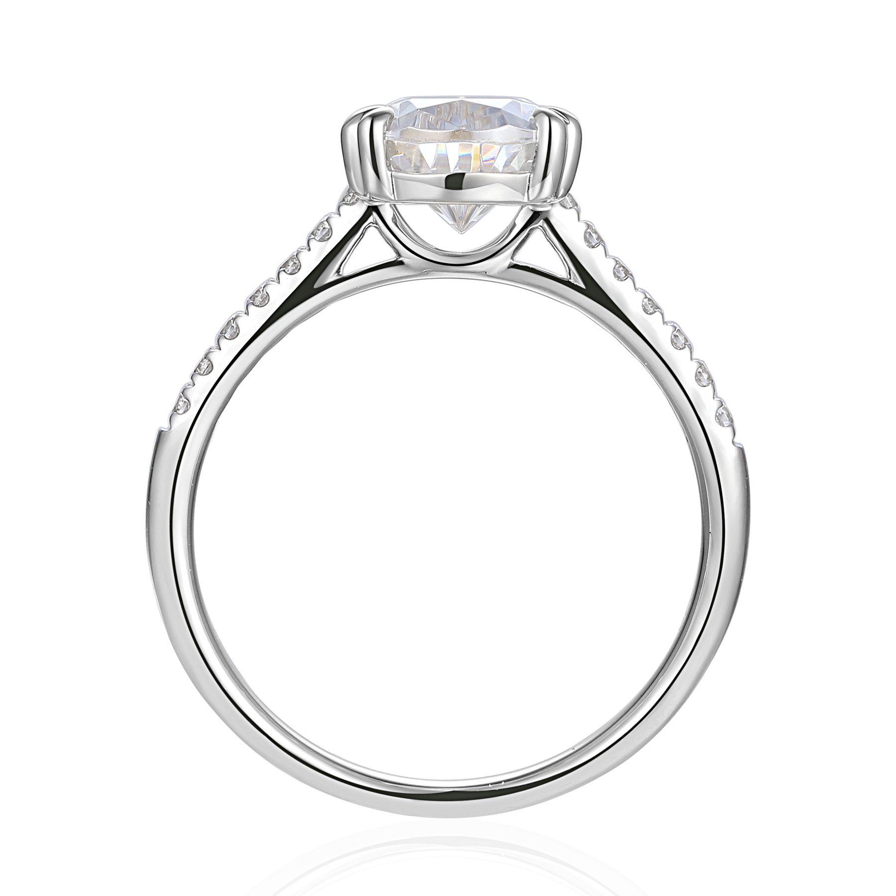 Stella-Jewellery Solitärring 585er Weißgold Damenring Solitair m. Zirk. Tropfen (Ring mit Zirkonia (Tropfenschliff) und Seitensteinen, Zirkonia - inkl. Etui), Tropfenschliff