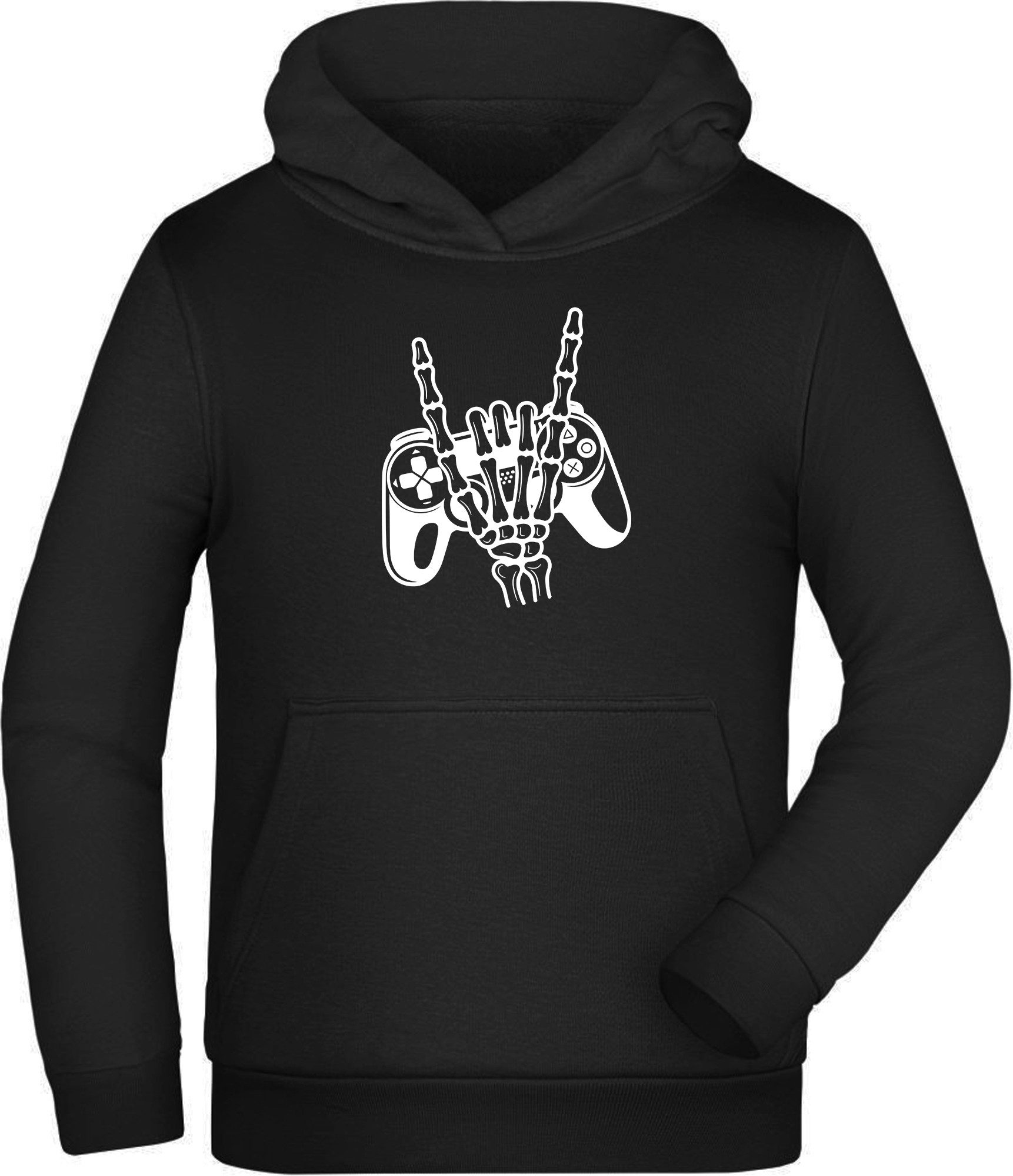 MyDesign24 Hoodie Kinder Kapuzen Pulli - Skelett Gamer Hoodie Jungen Hoodie schwarz i1069