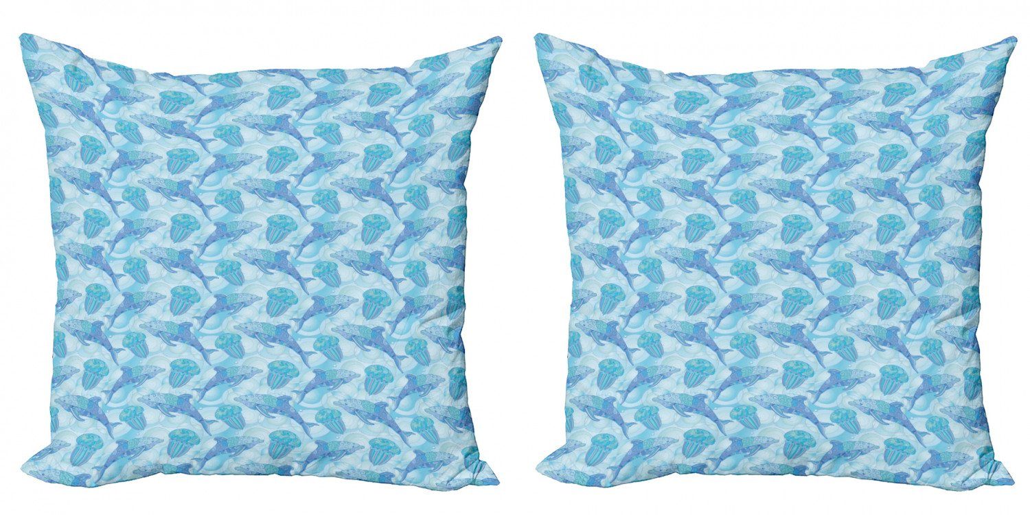 Kissenbezüge Runden Accent Stück), Digitaldruck, (2 Dolphins Modern Abakuhaus Zusammenfassung Qualle Doppelseitiger