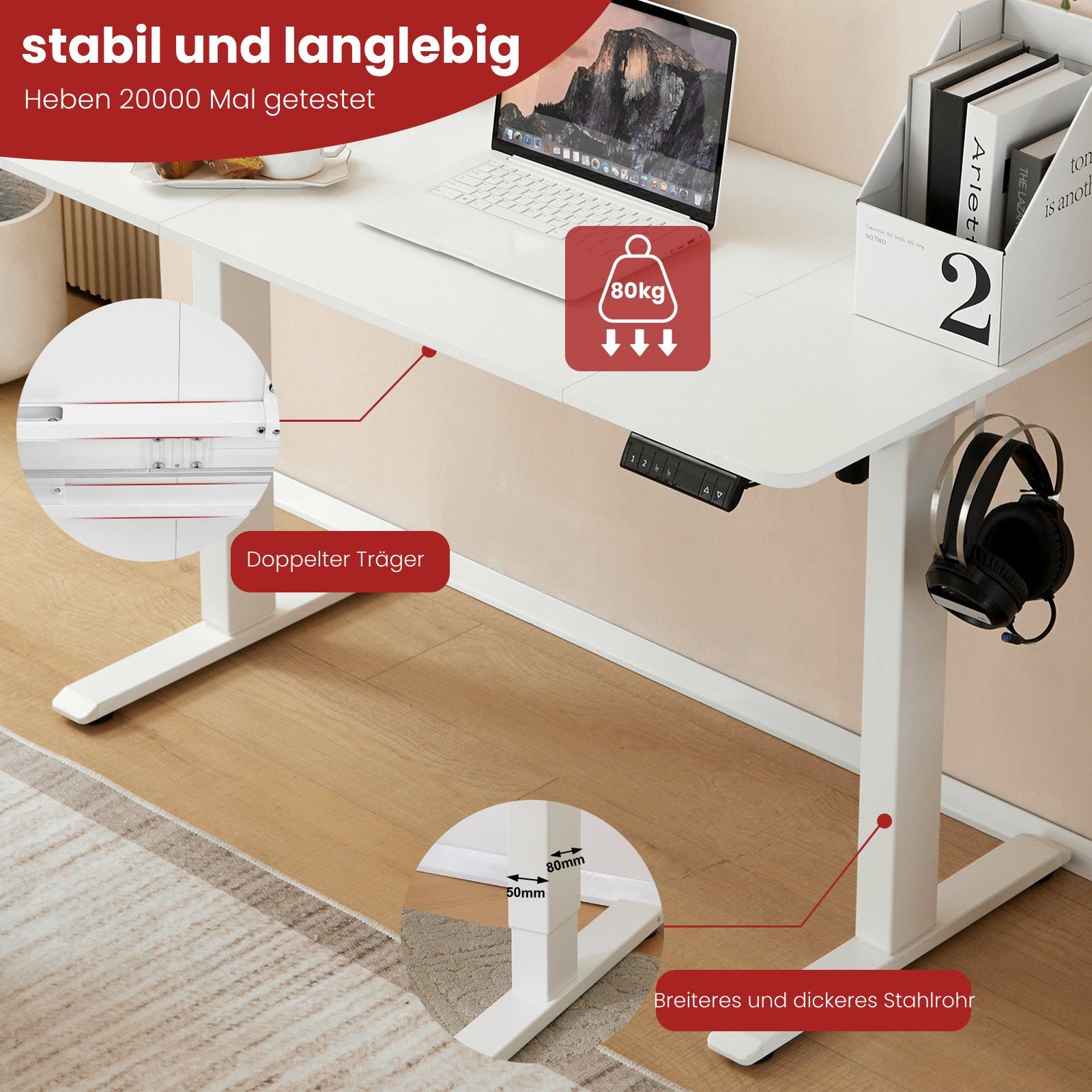 Woltu Schreibtisch Höhenverstellbar (1-St), Elektrisch mit günstig online kaufen