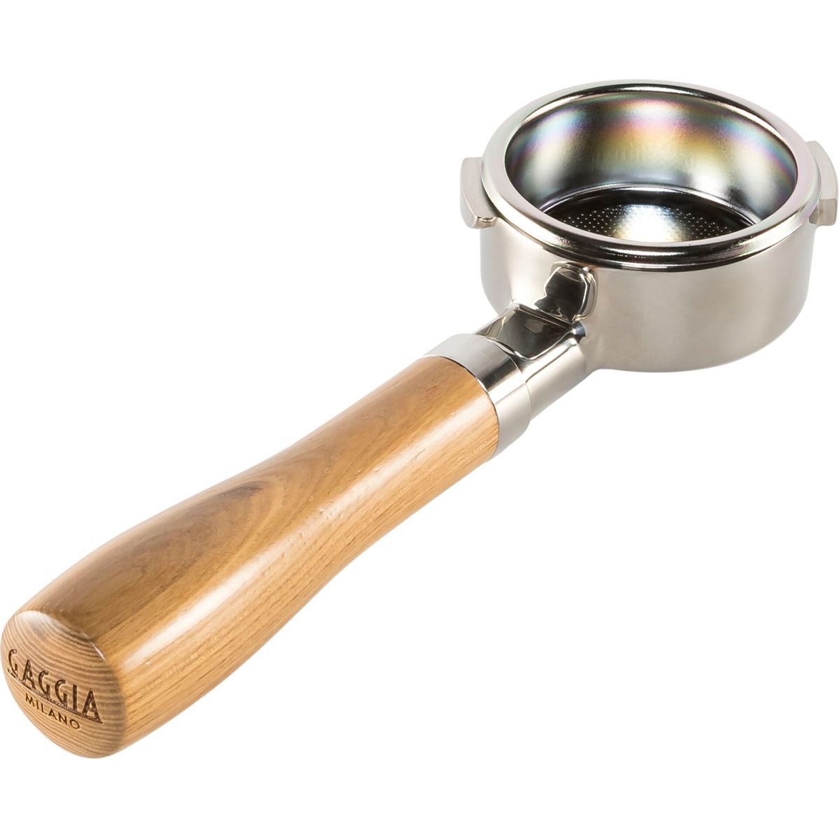 Gaggia Handfilter Holzsiebträger bodenlos Edelstahl und Eschenholz