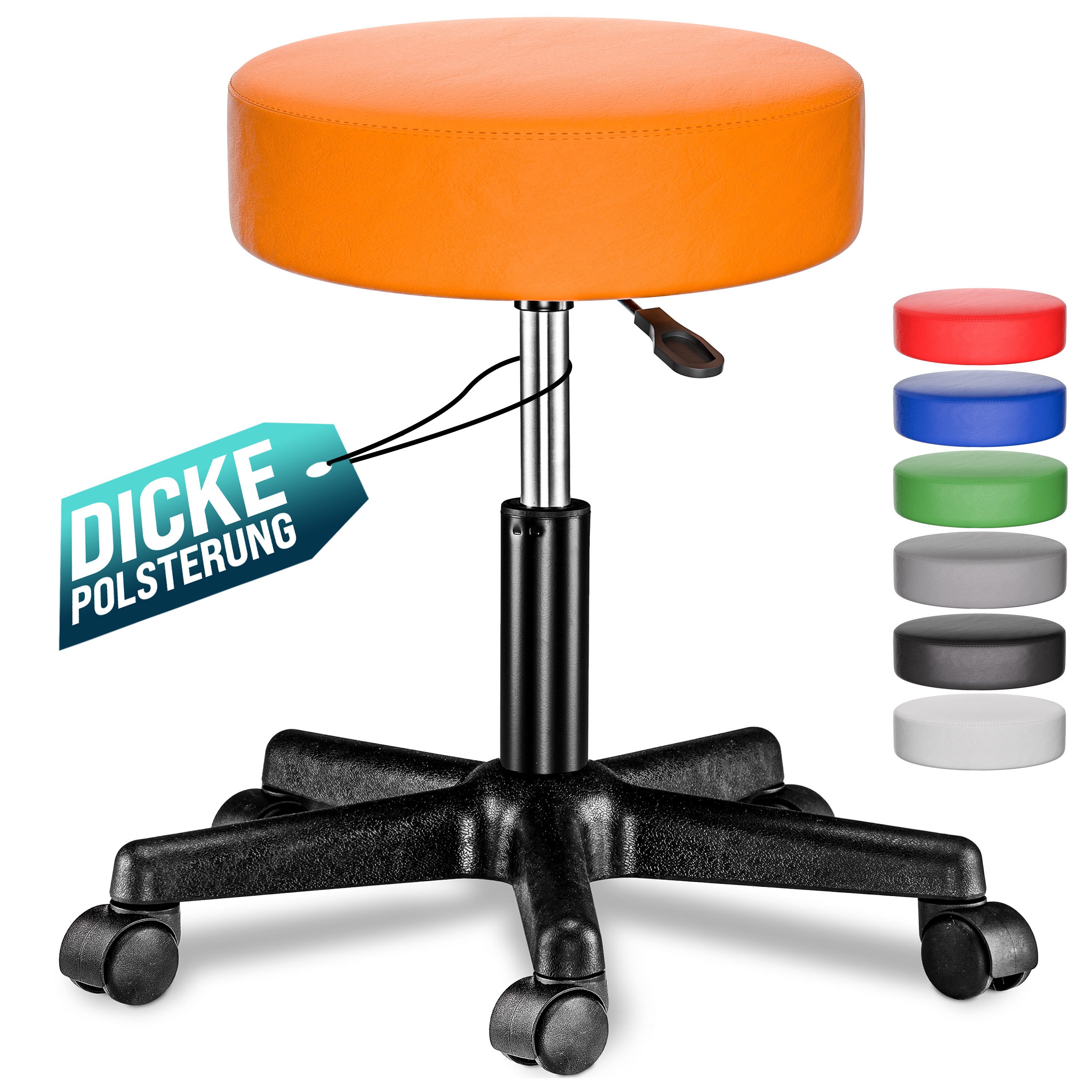 Casaria Drehhocker, Höhenverstellbar 10cm Polsterung 46-60cm Sitzhöhe 360° Drehbar Ø35cm