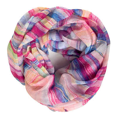 Taschen4life Loop Damen Sommer Schal / Regenbogen Muster, Tücher & Schals, leicht mehrfarbig, Streifen