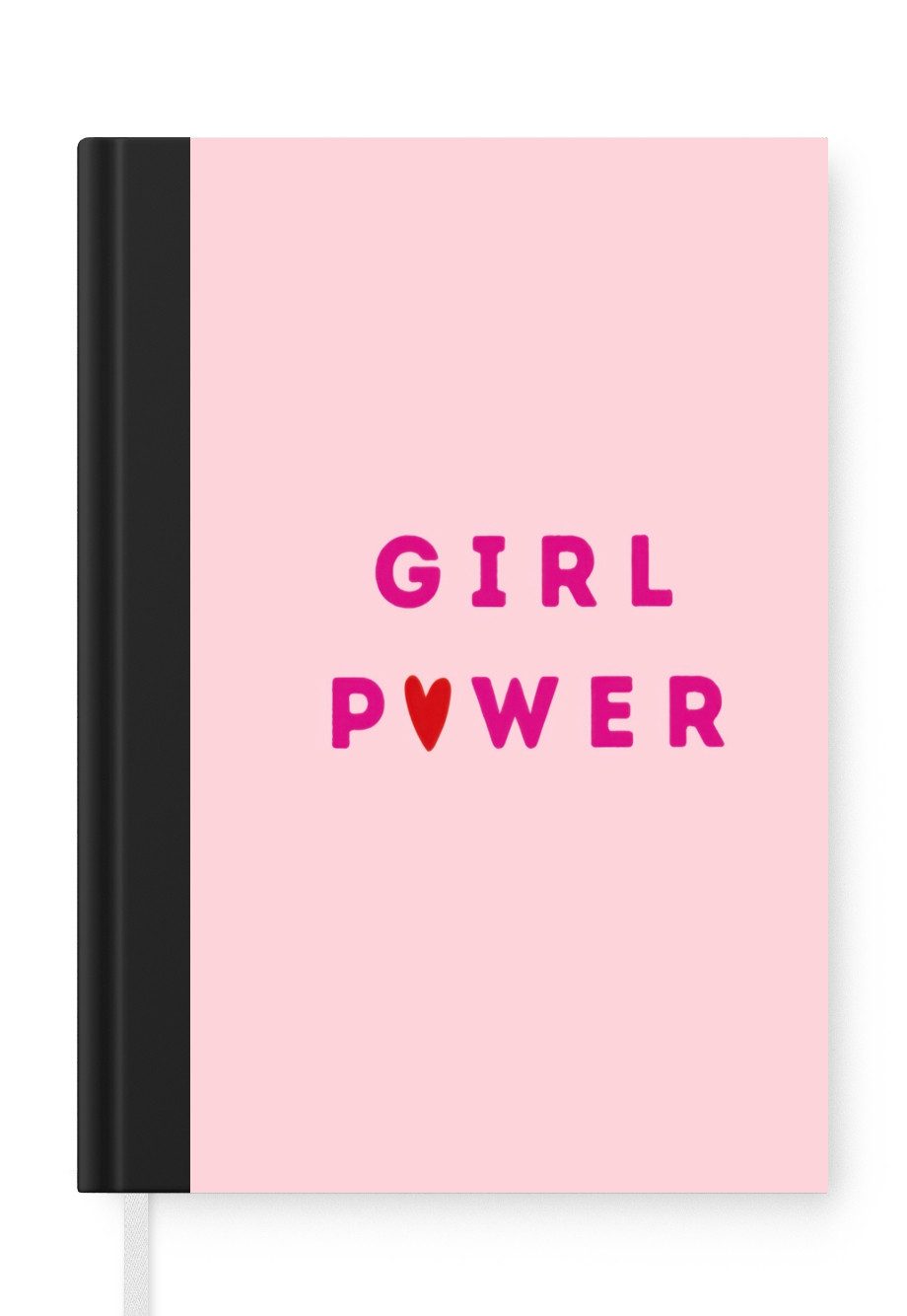 MuchoWow Notizbuch Girl-Power - Rosa - Herz, Notebook, Notizblock a5, Tagebuch, Journal Liniert