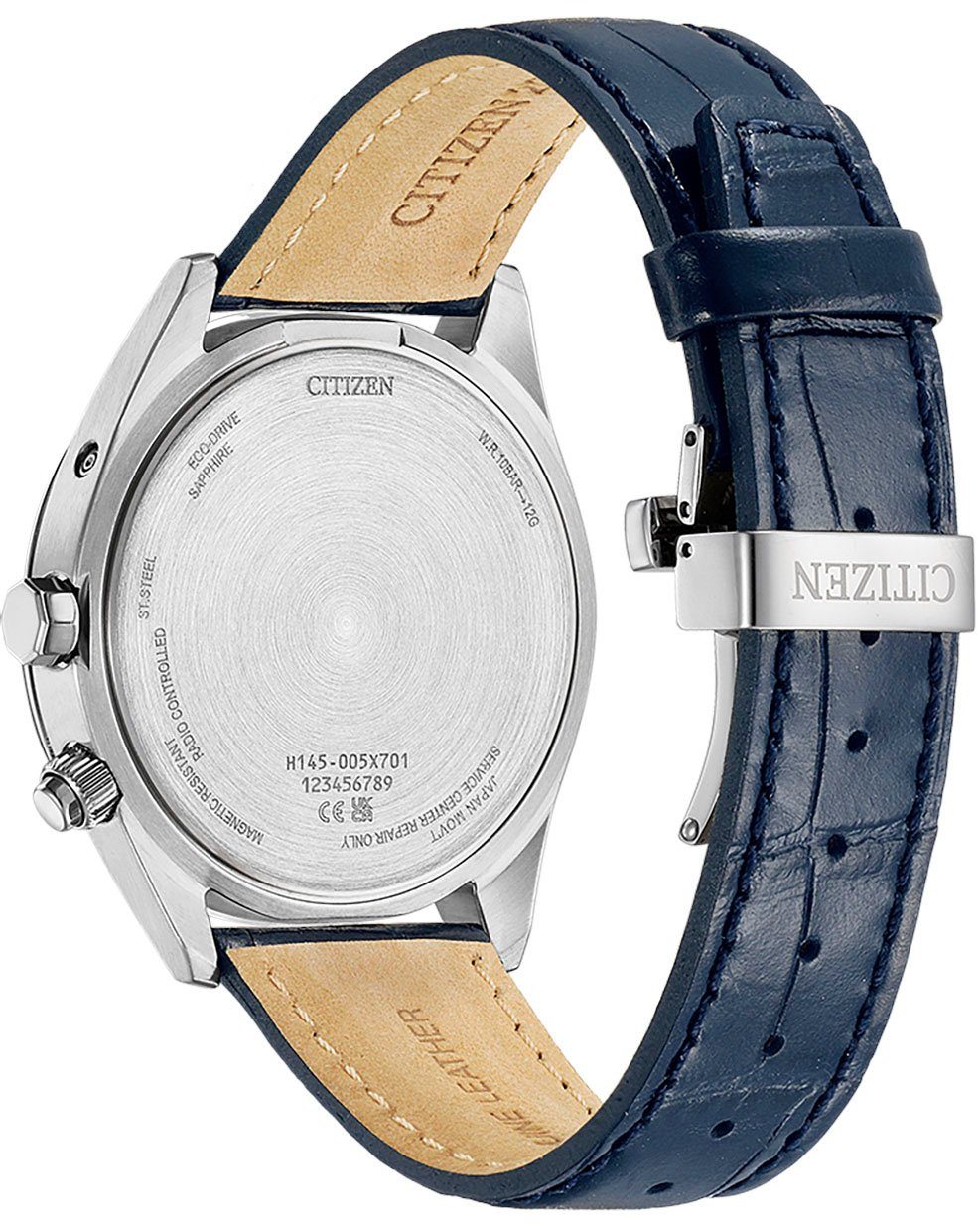 Citizen Funkuhr CB0270-10A, Armbanduhr, Herrenuhr, Solar, Lederarmband, Saphirglas, Datum