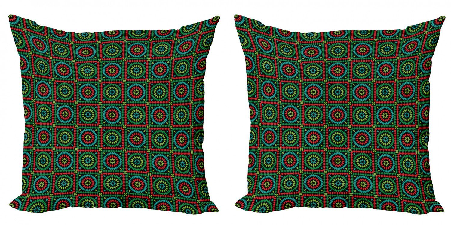 Kissenbezüge Modern Accent Doppelseitiger afghanisch Abakuhaus (2 Stück), Digitaldruck, Quadrate und Kreise