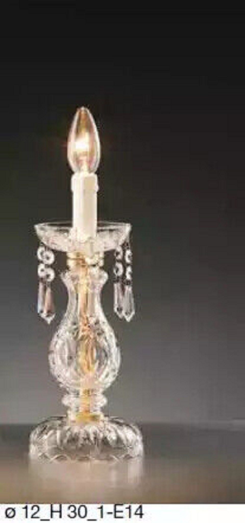 JVmoebel Tischleuchte Stilvolle Tischlampe Antik Stil Einrichtung Luxus Kerzenlampe Kristall, Leuchtmittel wechselbar, Made in Italy