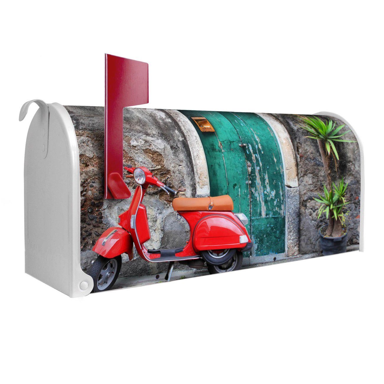 banjado Amerikanischer Briefkasten Mailbox Roller aus Italienischer x USA), cm Mississippi original 17 Briefkasten, x 51 (Amerikanischer 22 weiß