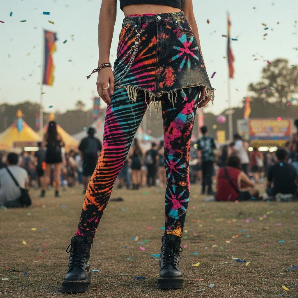 Guru-Shop Hose & Shorts Unikat Batik Damen Leggings, Stretch Hose für.. alternative Bekleidung