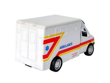 Toi-Toys Modellauto DIENSTWAGEN mit Licht Sound Rückzug Motor Model 05 (Ambulance-Weiss), Maßstab 1:38, Bus Modellauto Auto Spielzeugauto Spielzeug Geschenk