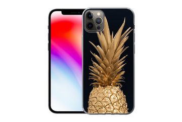 MuchoWow Handyhülle Ananas - Gold - Farbe - Schwarz - Obst - Luxus, Handyhülle Apple iPhone 12 Pro Max, Smartphone-Bumper, Print, Handy
