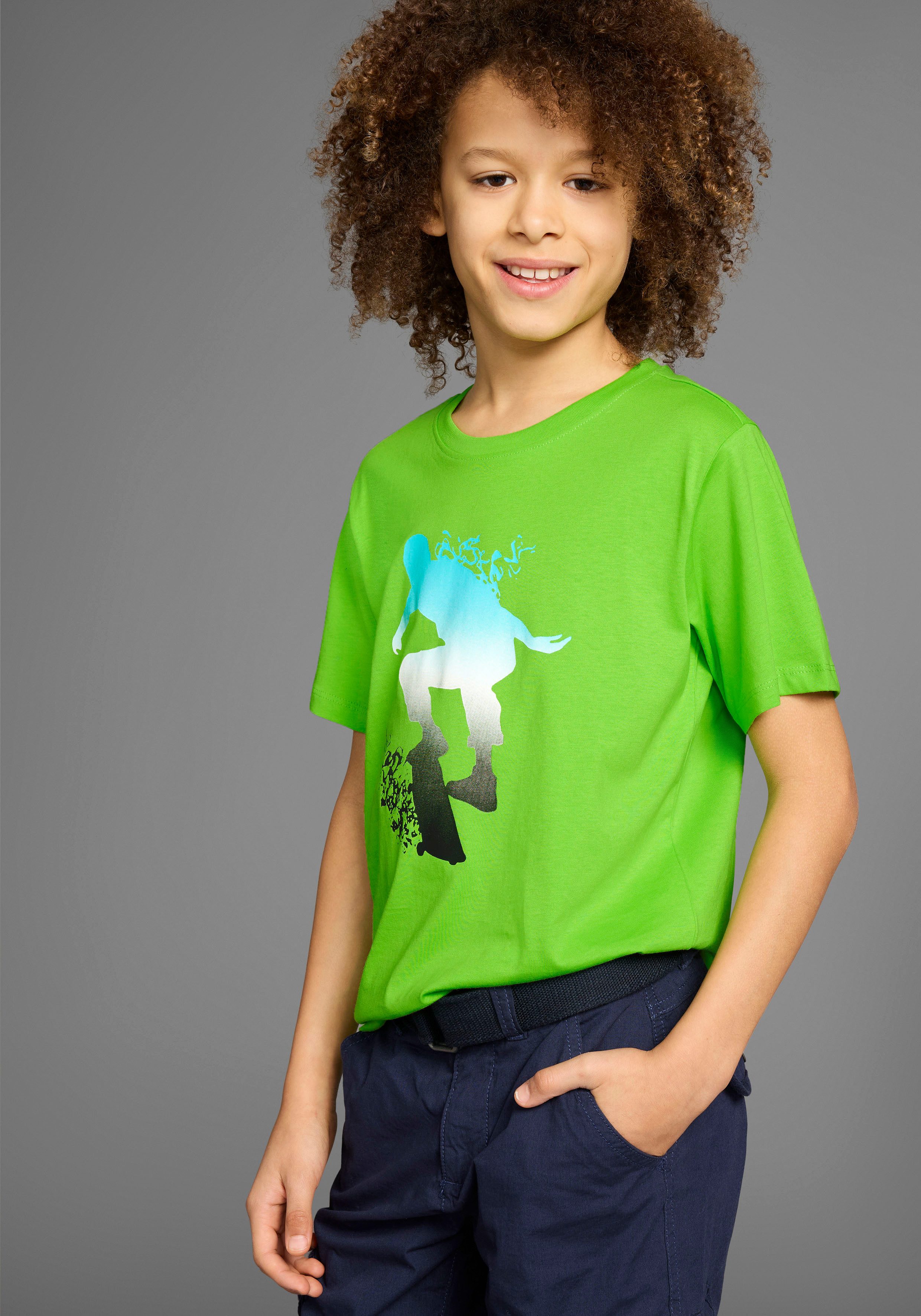 KIDSWORLD T-Shirt Skating - Druck Kurzarm, Basic-Passform, bedruckt, Rundhalsausschnitt