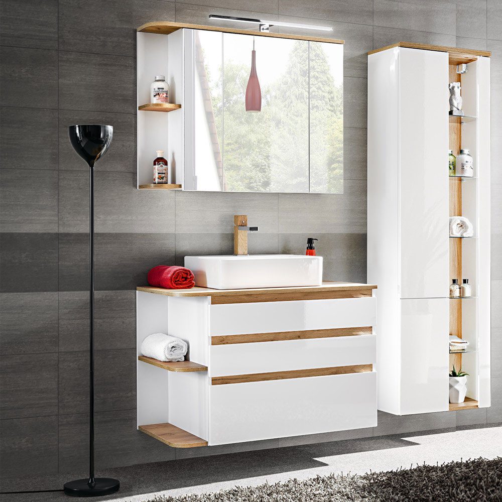 Lomadox Badmöbel-Set CAMPOS-56, (Spar-Set, 5-St), mit Keramik-Waschtisch Ho günstig online kaufen