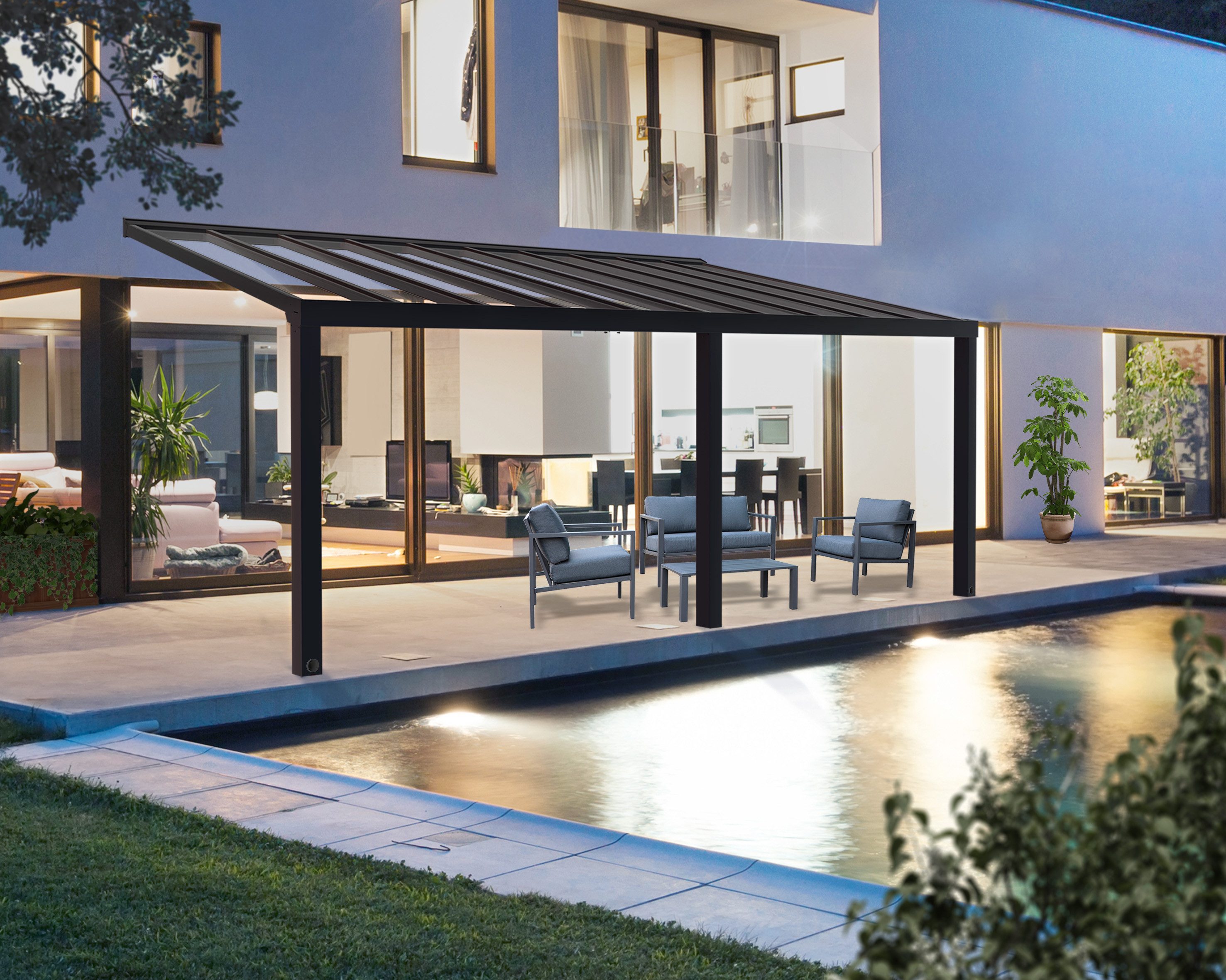 Palram - Canopia Terrassendach Stockholm Alu Terrassenüberdachung, BxT: 732x331 cm, einfache DIY Montage