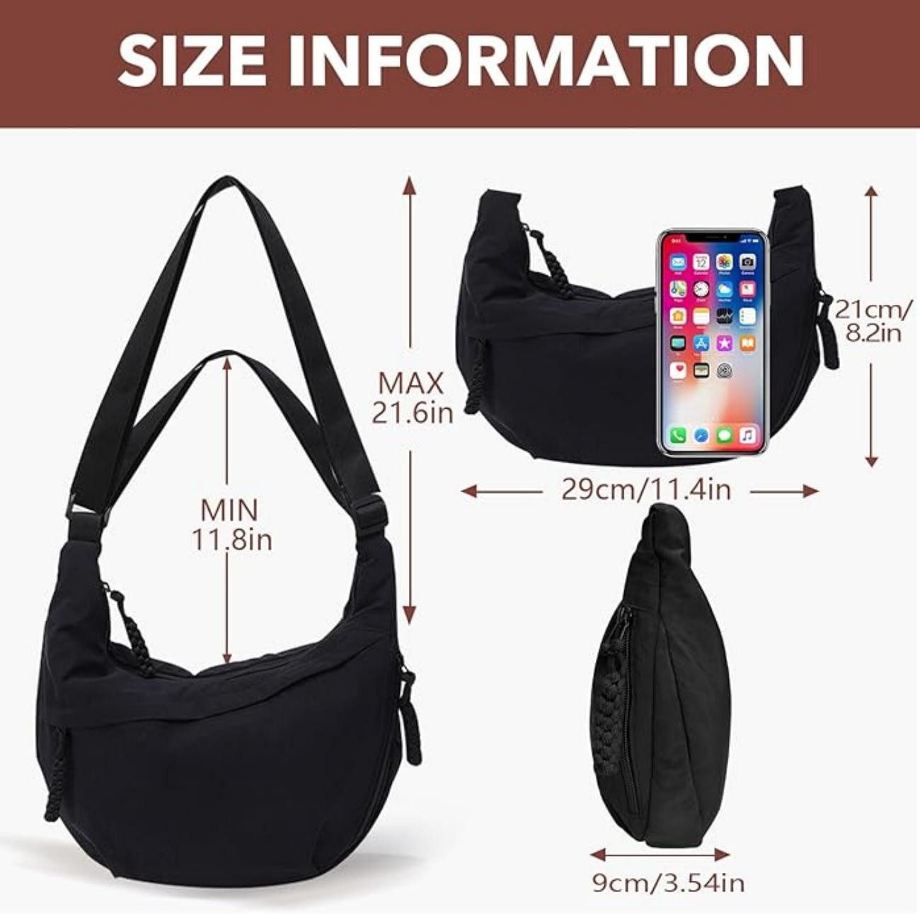Coonoor Umhängetasche Nylon Groß Halfmoon Crossbody günstig online kaufen