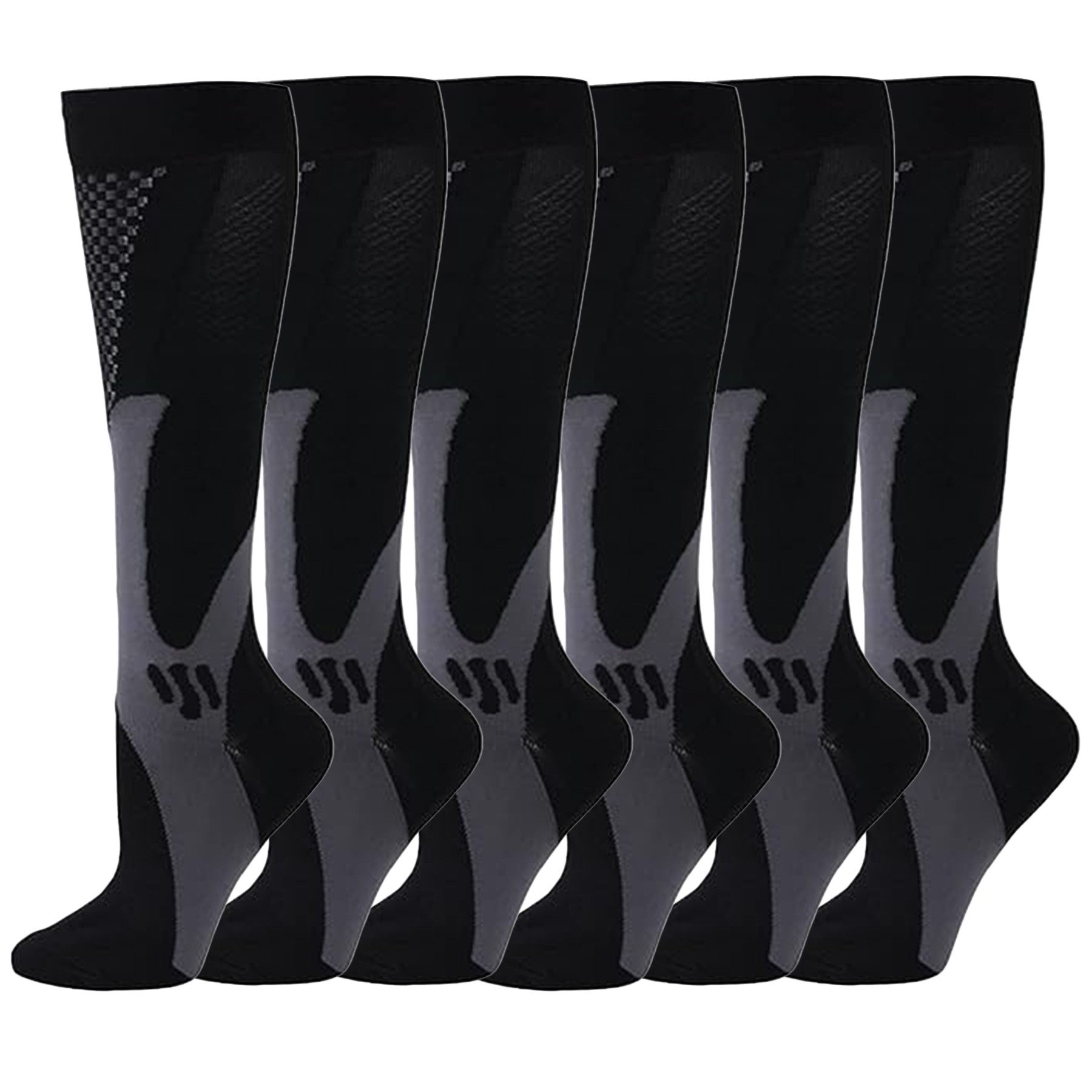 Mutig Stützkniestrümpfe 6 Paar Kompressionsstrümpfe Kniestrümpfe Stützstrümpfe Laufsocken (15-25mmHg Stützstrümpfe Sport Kompressionssocken mit Elastisch, für Damen und Herren) für Sport, Laufen, Flug, Reisen, Schwangerschaft,Compression Socks