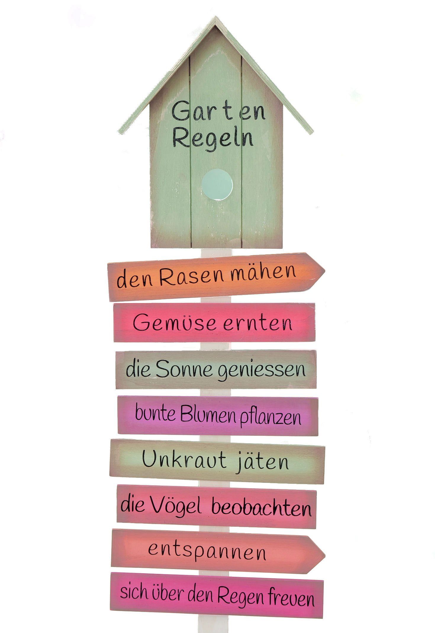 Spetebo Dekoobjekt Holz Schild mit Gartenregeln günstig online kaufen