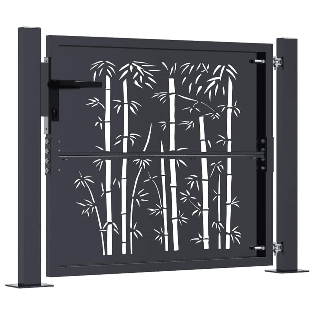 vidaXL Gartentor Gartentor Anthrazit 100x75 cm Stahl Bambus-Design – Bild 4 von 5