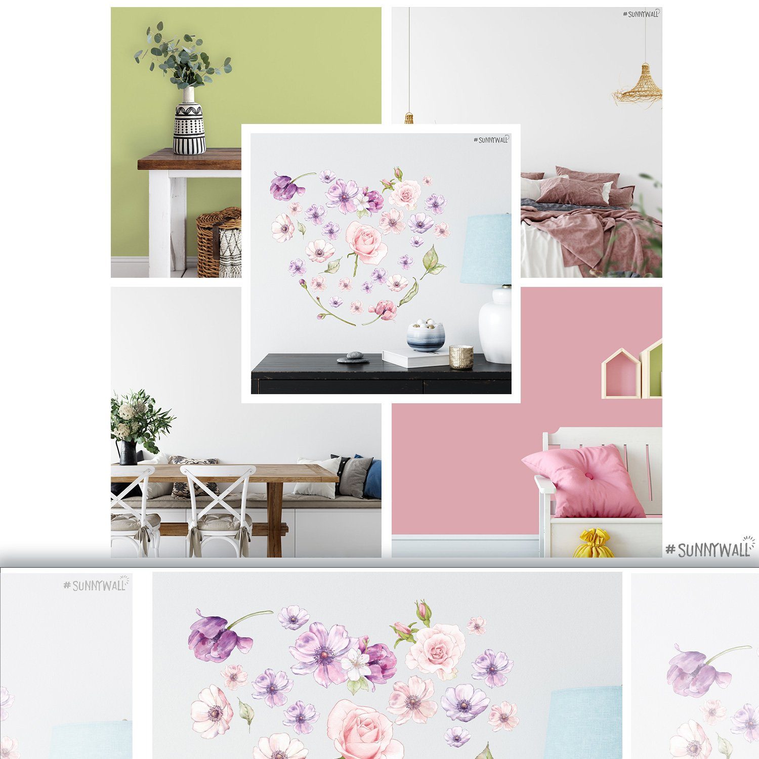 Sunnywall Wandtattoo Blumen Wandsticker Wandtattoo (2 St), konturgeschnitten – Bild 5 von 5