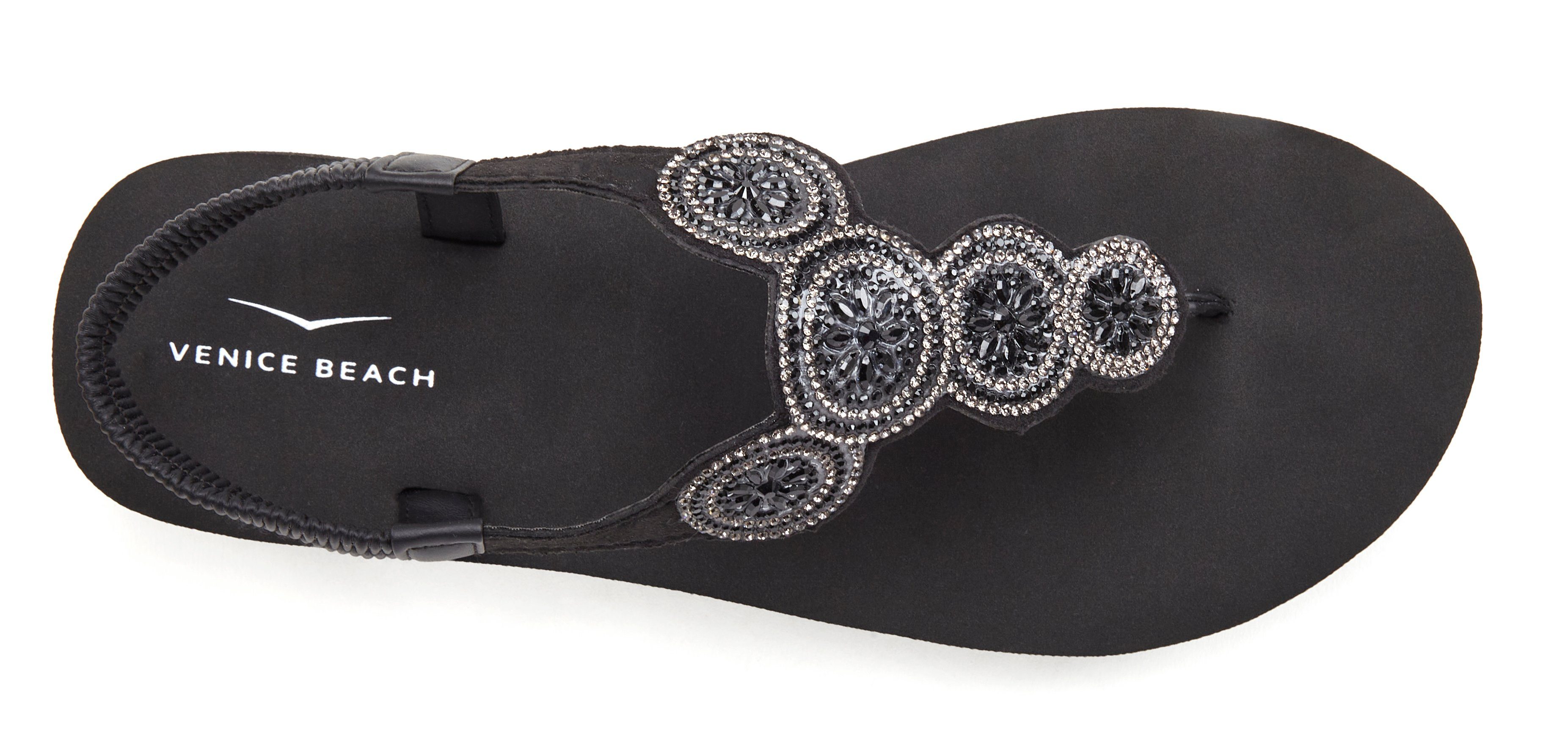 Venice Beach Sandale, Badeschuh, Badelatsche, Flip Flop, Badeschlappe, Sommerschuhe Badezehentrenner Zehentrenner ultraleicht mit Glitzerdetails VEGAN