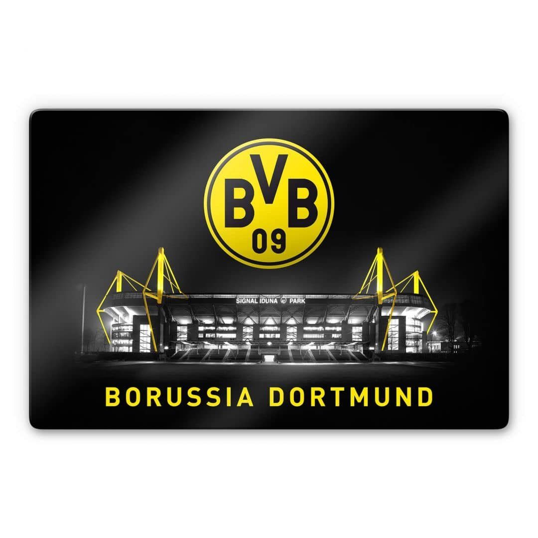 Borussia Logo Glasbild Dortmund Sportverein Gemälde mit Bilder Deko BVB Fußball Park Iduna Signal Emblem,