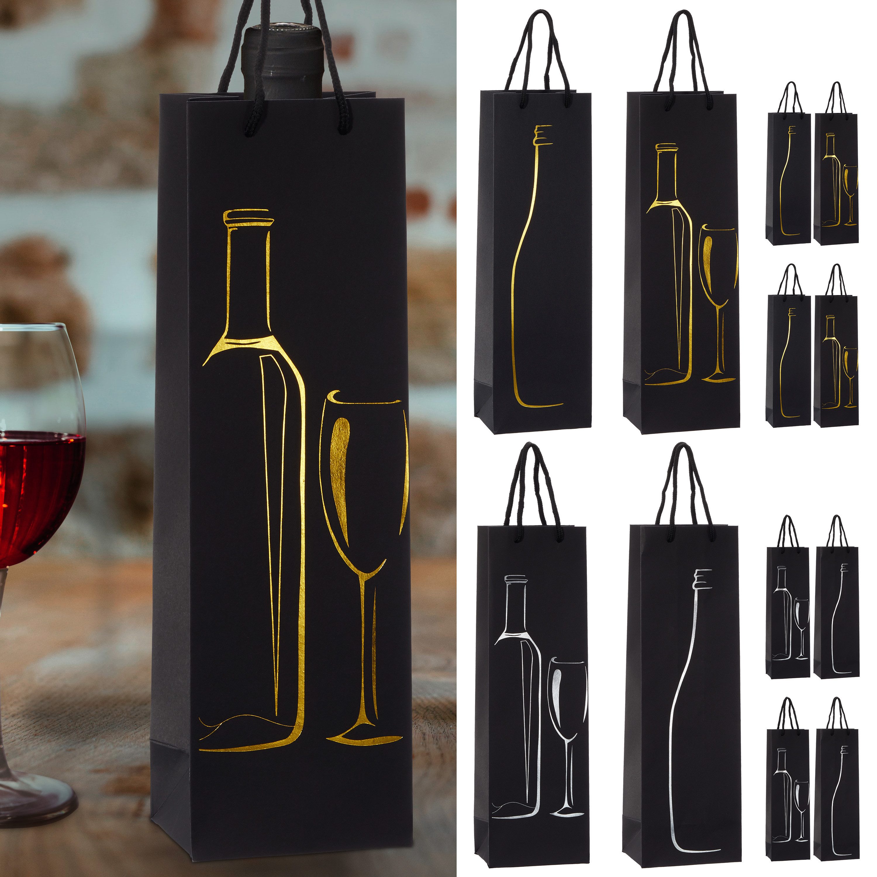 CEPEWA Weinflaschenhalter Flaschentüte 'Wein' 4 Motive 12er Set 12x36x8,5cm günstig online kaufen