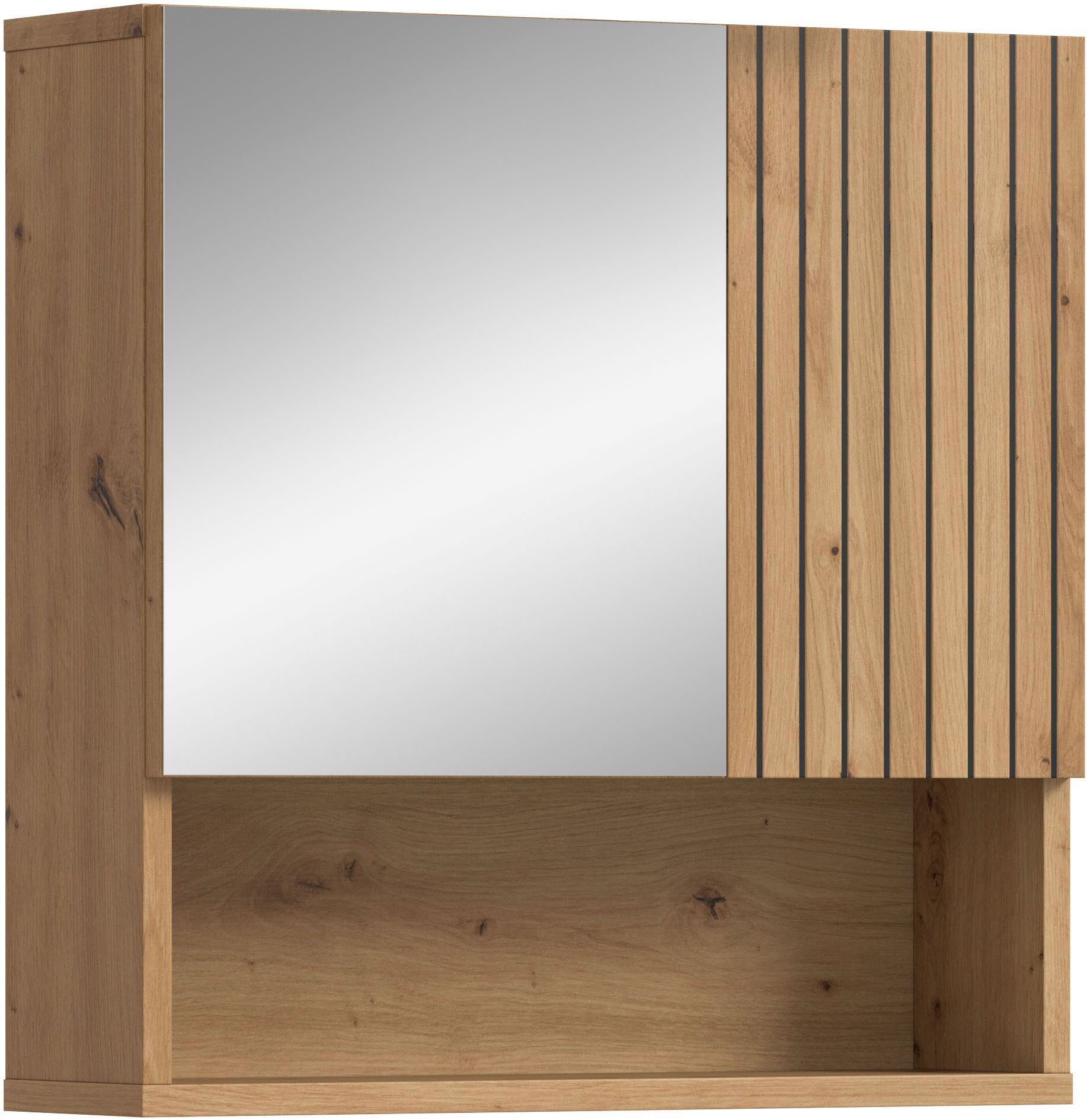welltime Spiegelschrank MANI, Spiegeltür, 1 offenes Fach, 2 Türen Spiegelschrank, Bad-Spiegel, Badezimmerspiegel, Spiegel, Bad